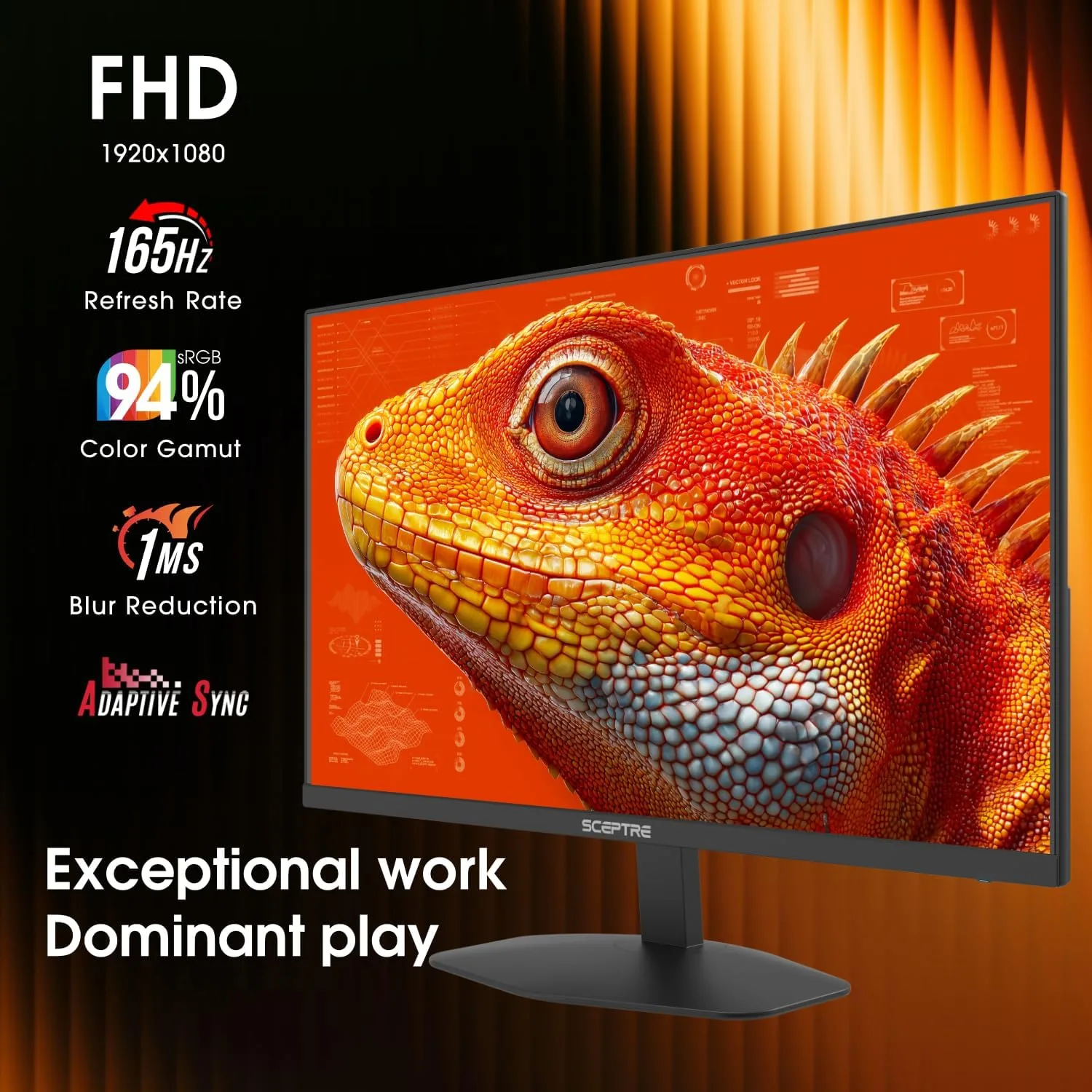 New! Sceptre 24-inch Prime Gaming Monitor DisplayPort x2 165Hz HDMI x2 165Hz Build-in Speakers, Machine Black 2027 (E248B-FW165T Series)