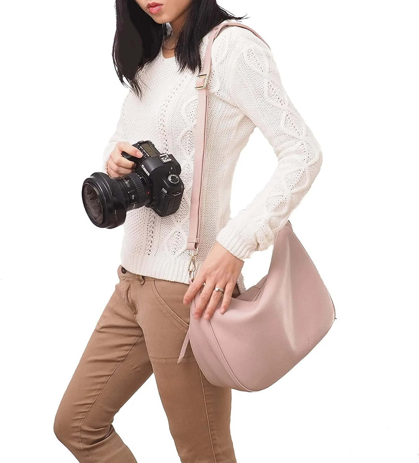 Meliae Camera Bag for Women, DSLR Mirrorless Camera Purse, Leather Shoulder Crossbody Hobo Travel Tote