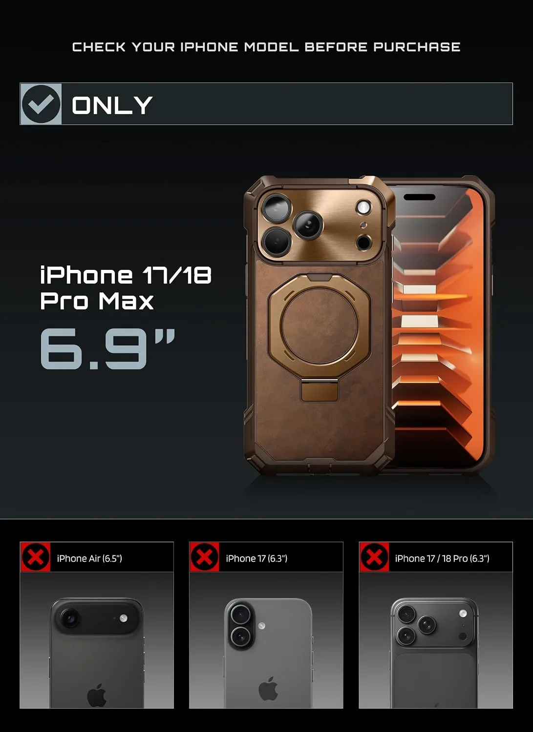 SUPCASE for iPhone 18 Pro Max Case/ 17 Pro Max Case with Stand, Brown
