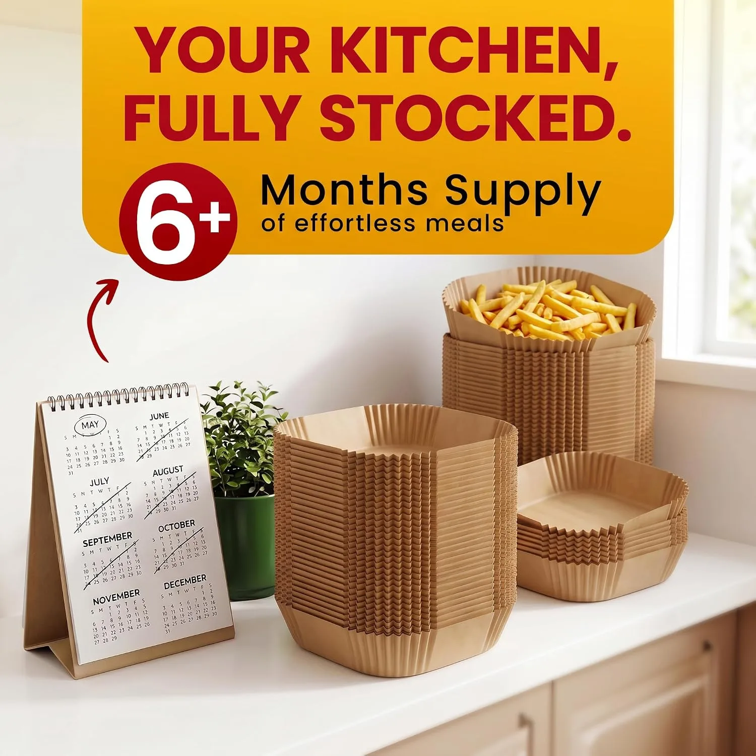 Baker's Signature Air Fryer Liners Disposable 600 Pcs, 8" Square Non-Stick Parchment Sheets