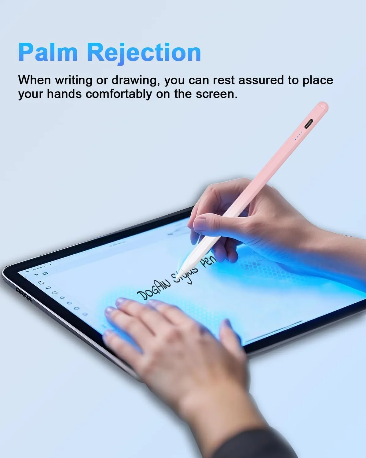 DOGAIN A8 Stylus Pen for iPad 2018-2026, Palm Rejection-Gradient Pink
