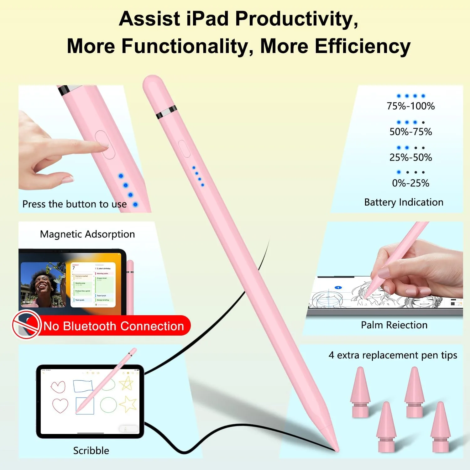 Pencil 1st Generation for iPad (2026-2018), iPad Pencil USB C Fast Charging