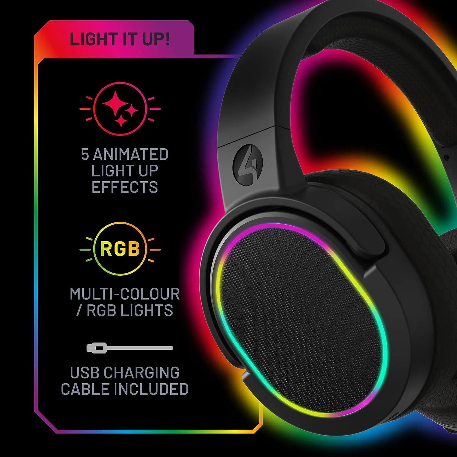4Gamers Panther LED Gaming Headset, Multi-Format Compatible