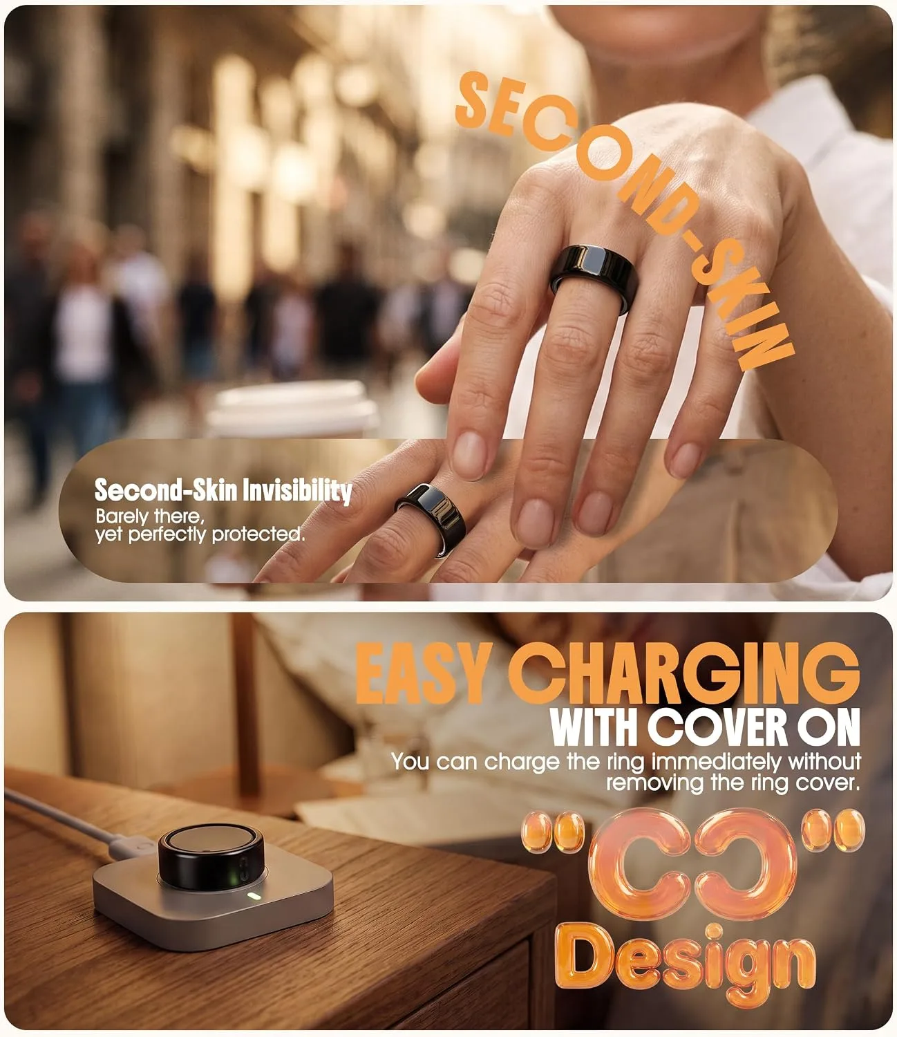 3 Pack Ring Cover Compatible for Oura Ring 5, Resistant TPU, Black-Size 8