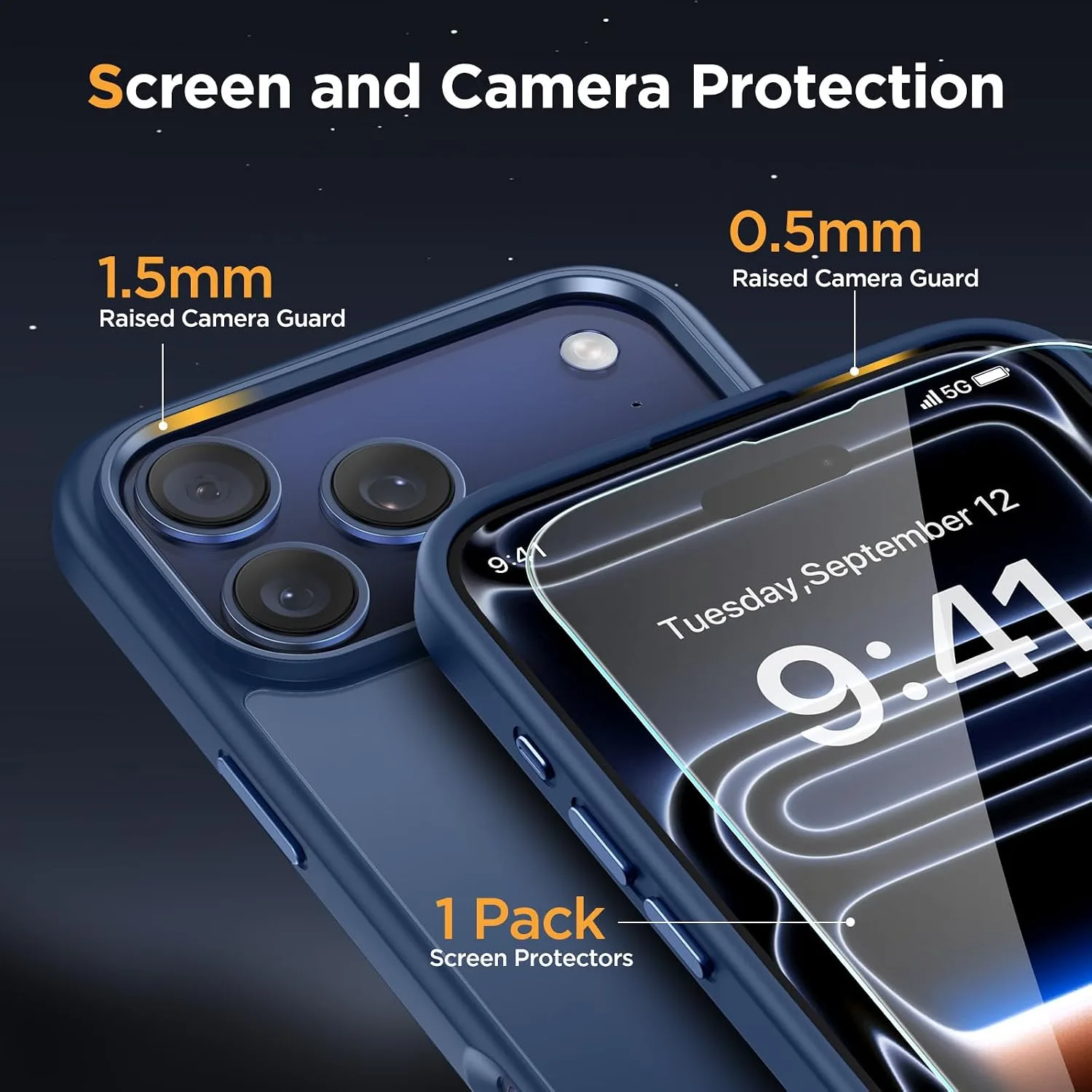 Miracase Magnetic for iPhone 17 Pro Case 6.3" with Screen Protector, [Compatible with MagSafe] Military-Grade Protection, Anti-Fingerprint, Slim Thin Phone Case for 17 Pro Cover, Glass Blue