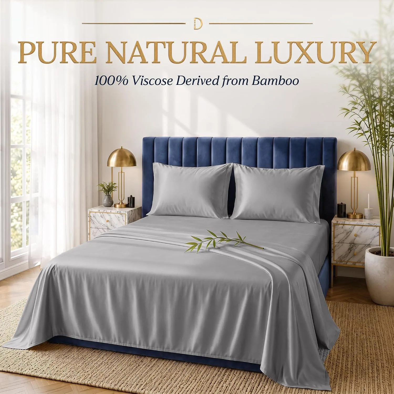 DECOLURE 100% Viscose from Bamboo Sheets Twin Size | 3 Pc Cooling Bed Set