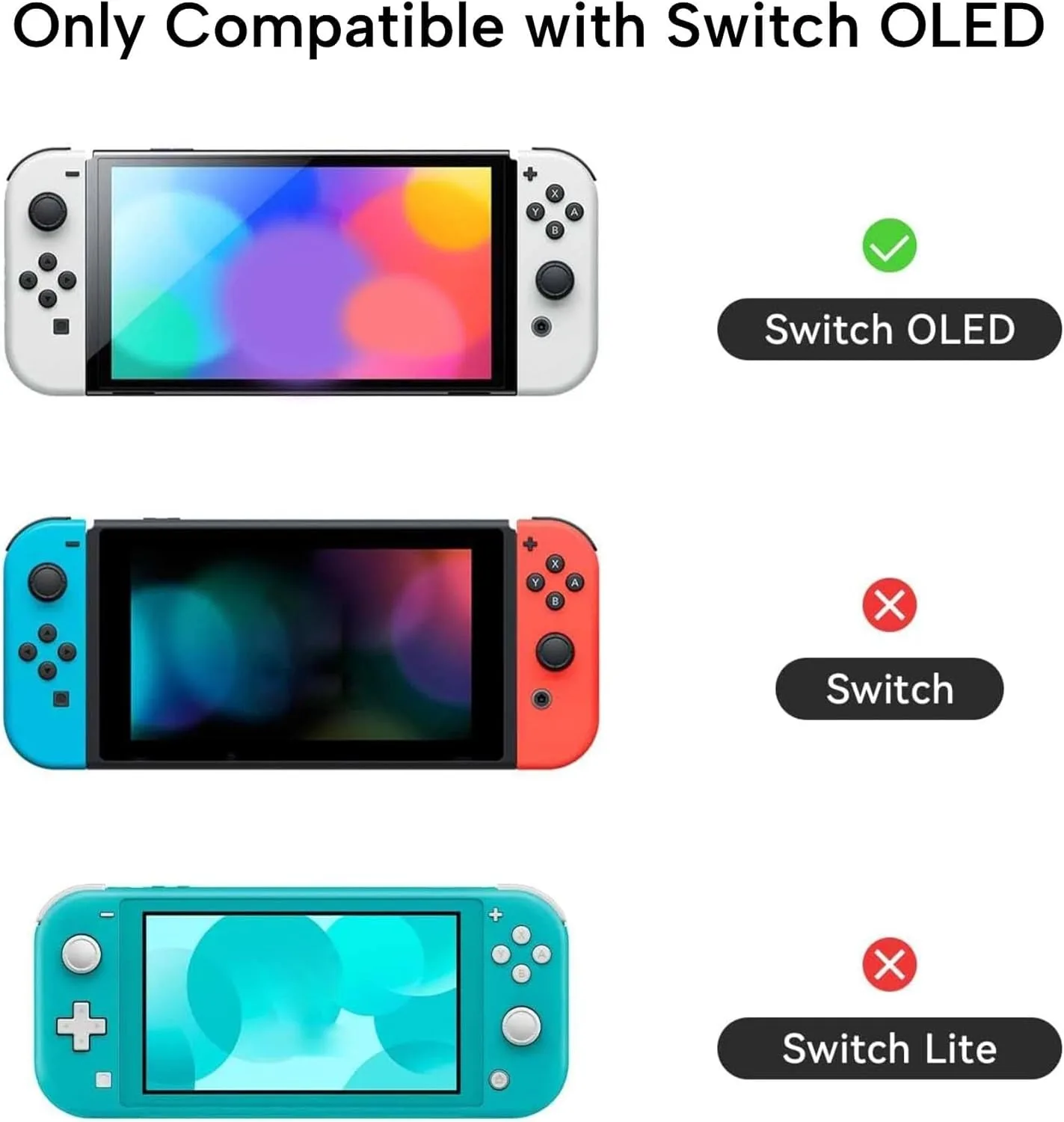 GeekShare Protective Case for Switch OLED Slim Cover Case Compatible with Switch OLED Separable Soft Silicone Protective Shell for Joystick with 2 Thumb Grip Caps - Strawberries with Cream