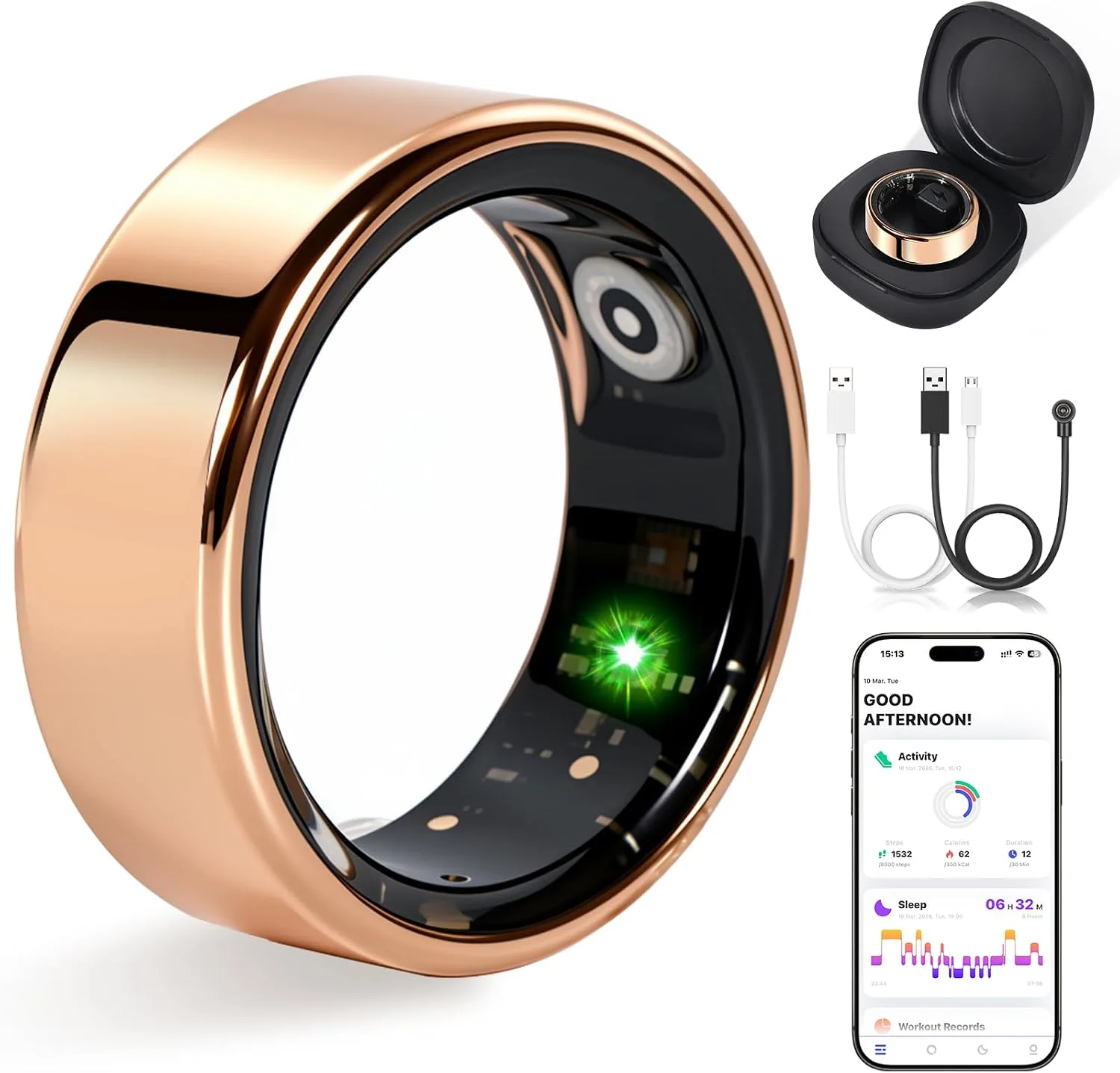 Smart Ring for Women Fitness Ring Health Ring, No Subscriptio Rose Gold 9#