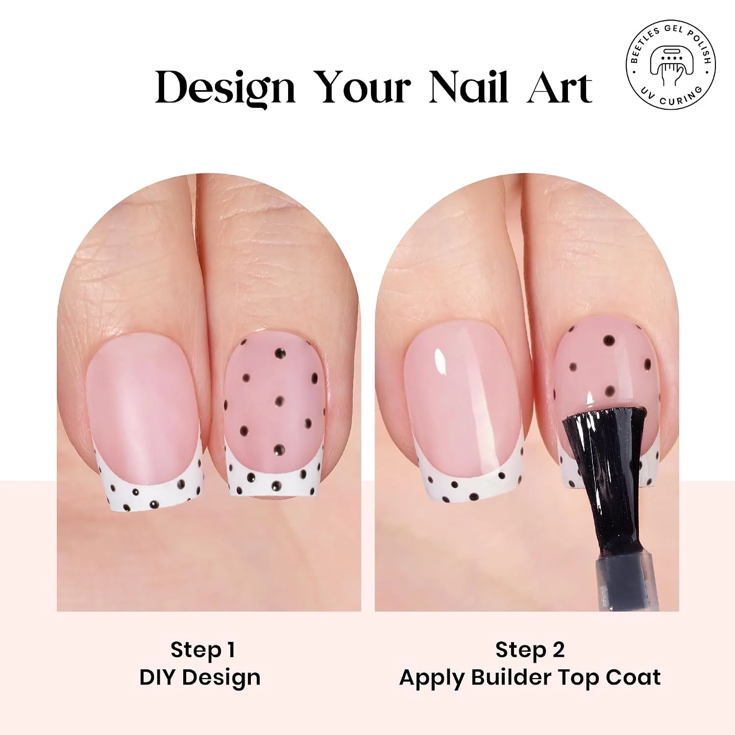 Beetles French Tip Press On Nail Kit - Short Square 150 Pcs 15 Sizes