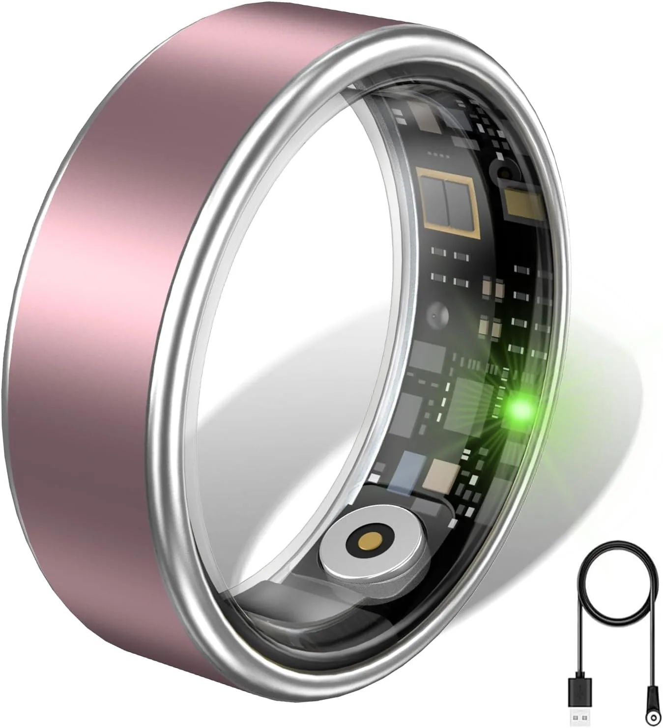 Smart Ring for Women & Men, IP68 Health Fitness Tracker (Pink, 6)