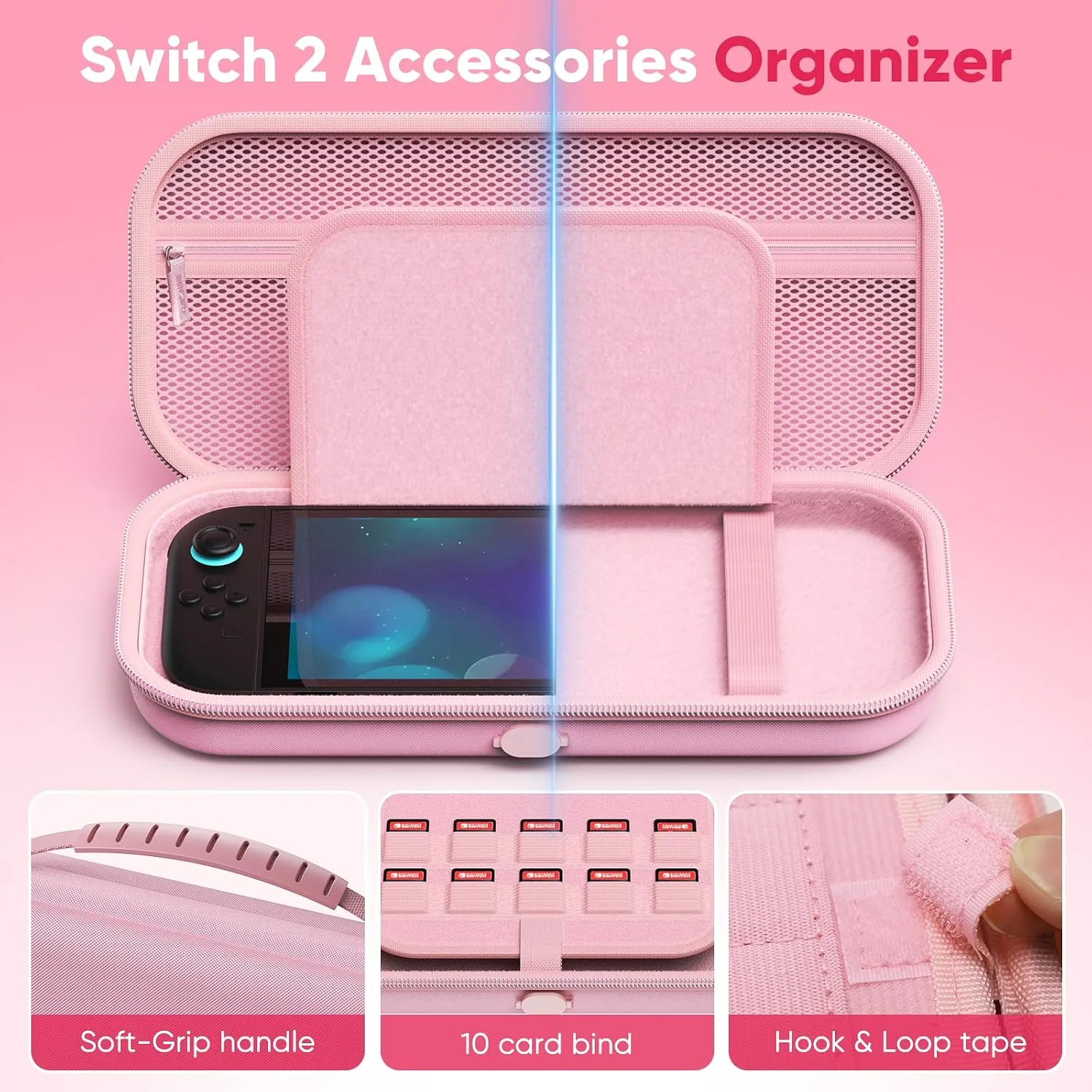 Auarte [Charge Inside Carrying Case for Switch 2 Console (2025)/OLED-Pink