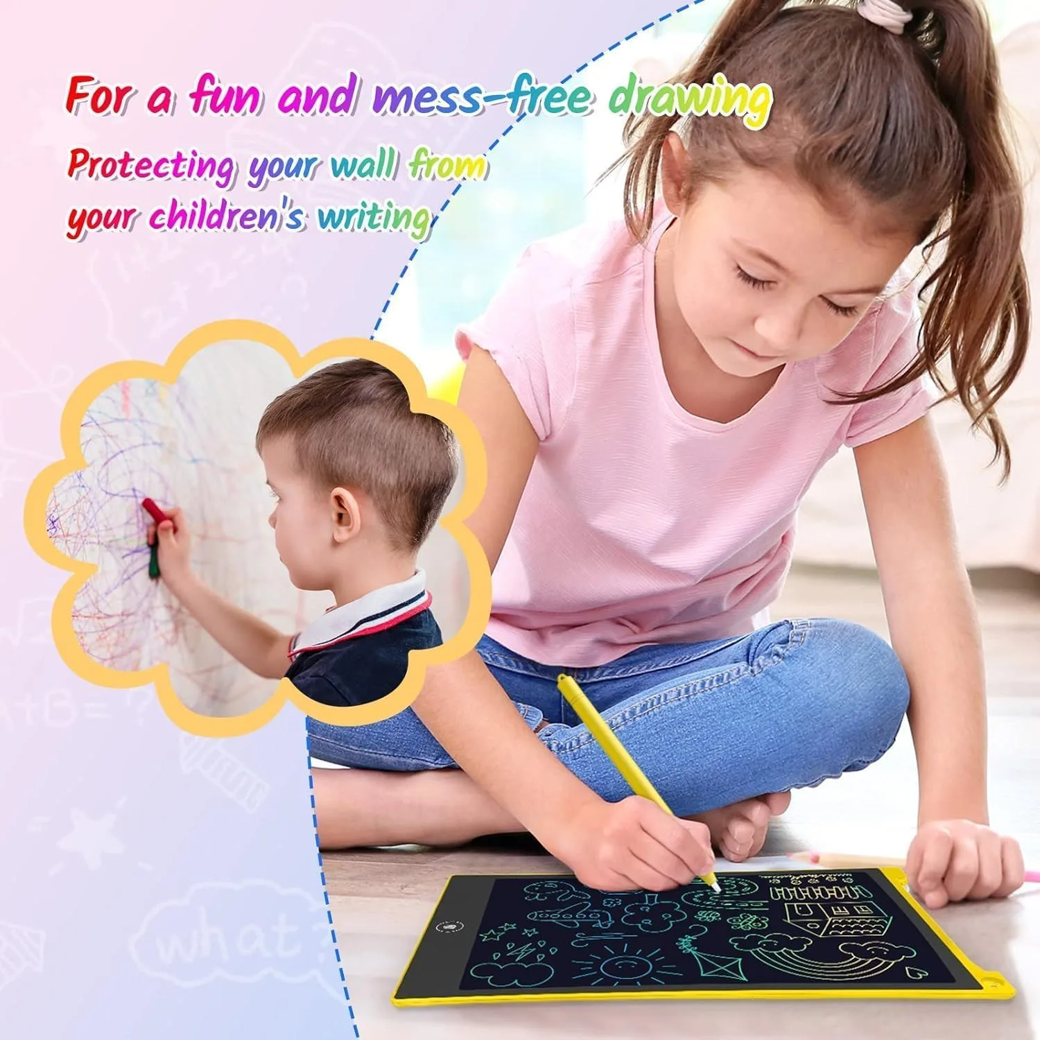 TECJOE 10 Inch 2 Pack LCD Writing Tablet for Kids, Mess Free Drawing Tablet