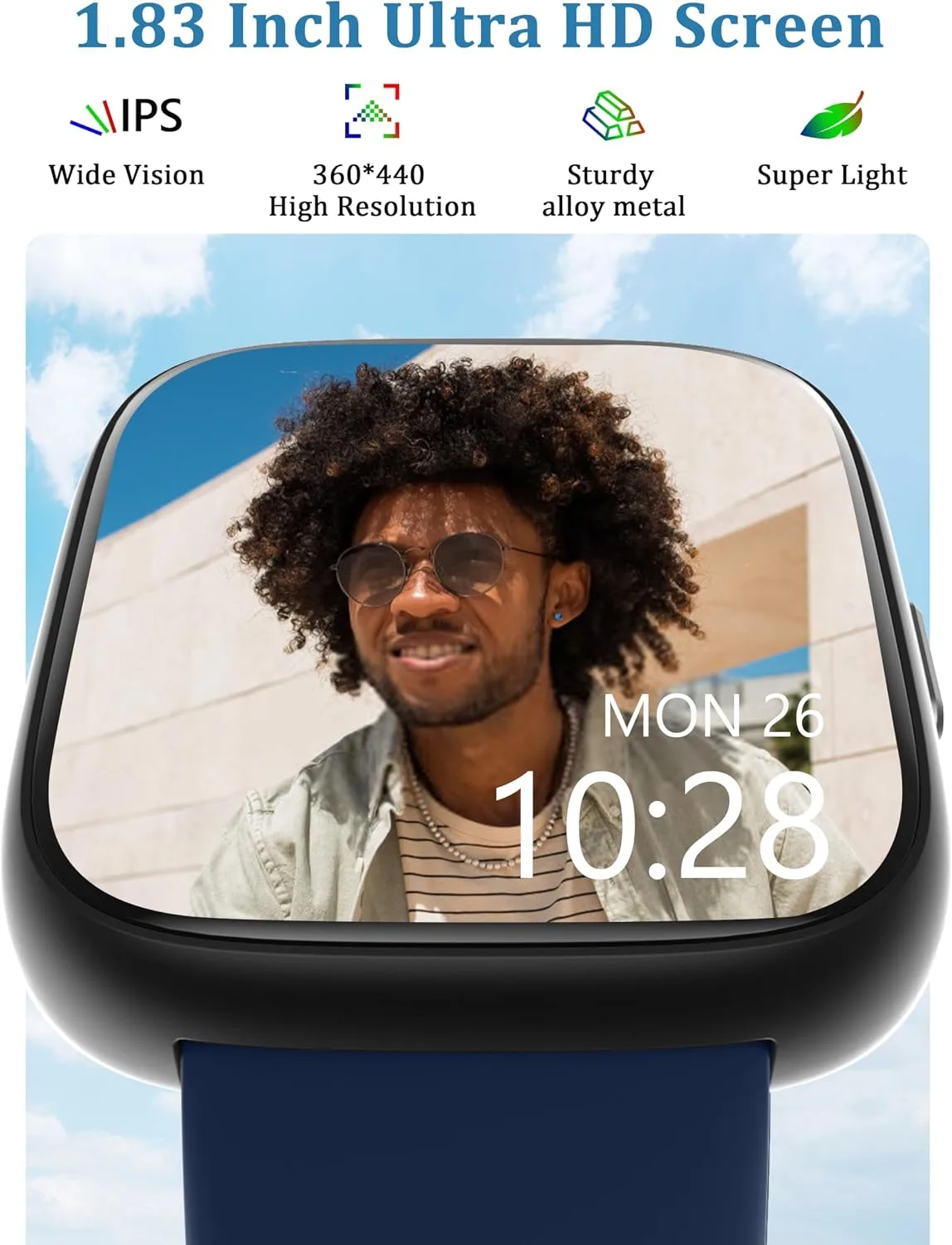 LODIMEKE Smart Watch, Alexa Built-in, Answer/Make Calls 44mm Smartwatch Women Men, 1.83" Sports Watch IP68 Waterproof, Heart Rate SpO2 Sleep Stress Monitor, Step Counter Watch for Android & iOS Phone