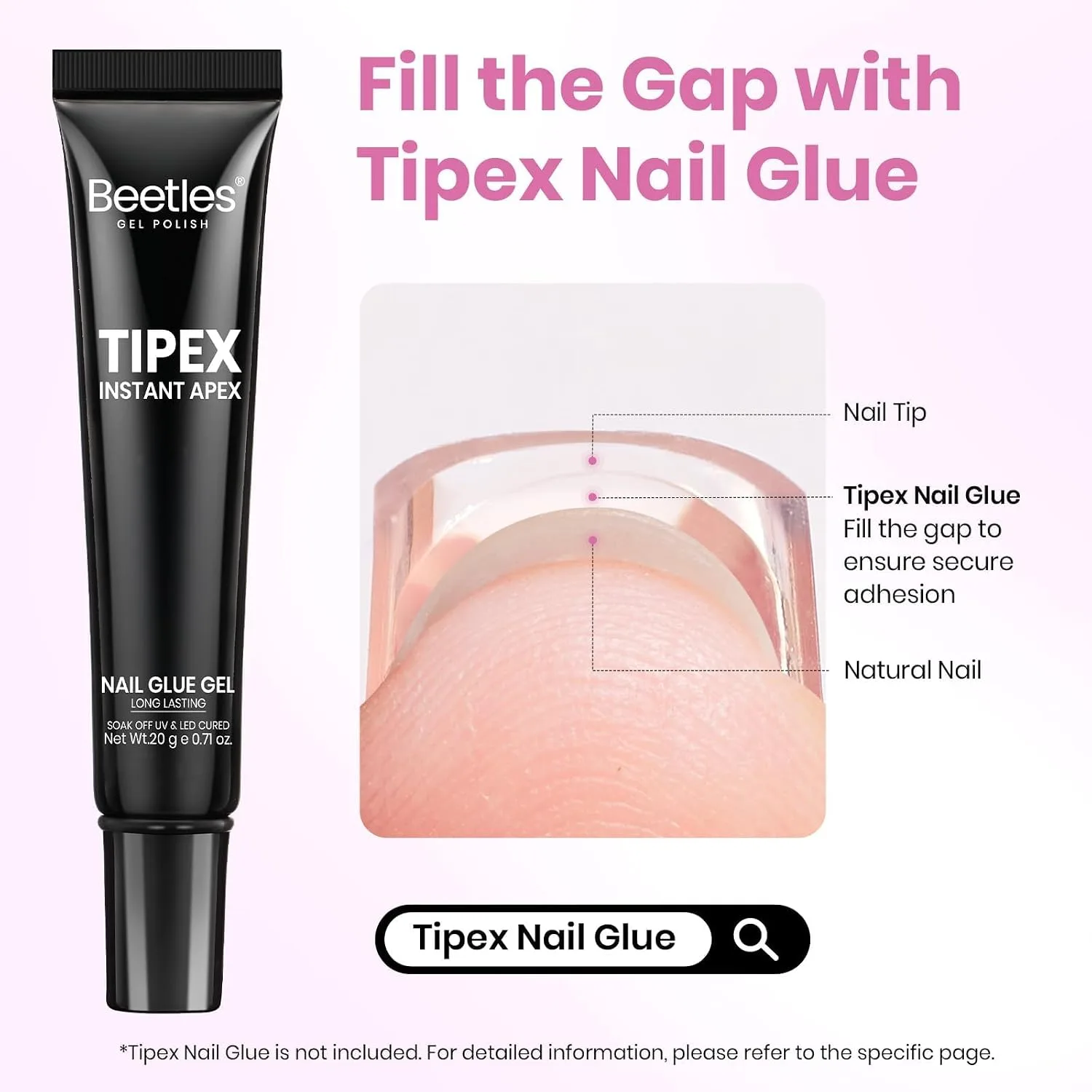 Beetles Tipex Instant Apex Nail Tips, XL Square, 160pcs 16 Sizes(00-14)