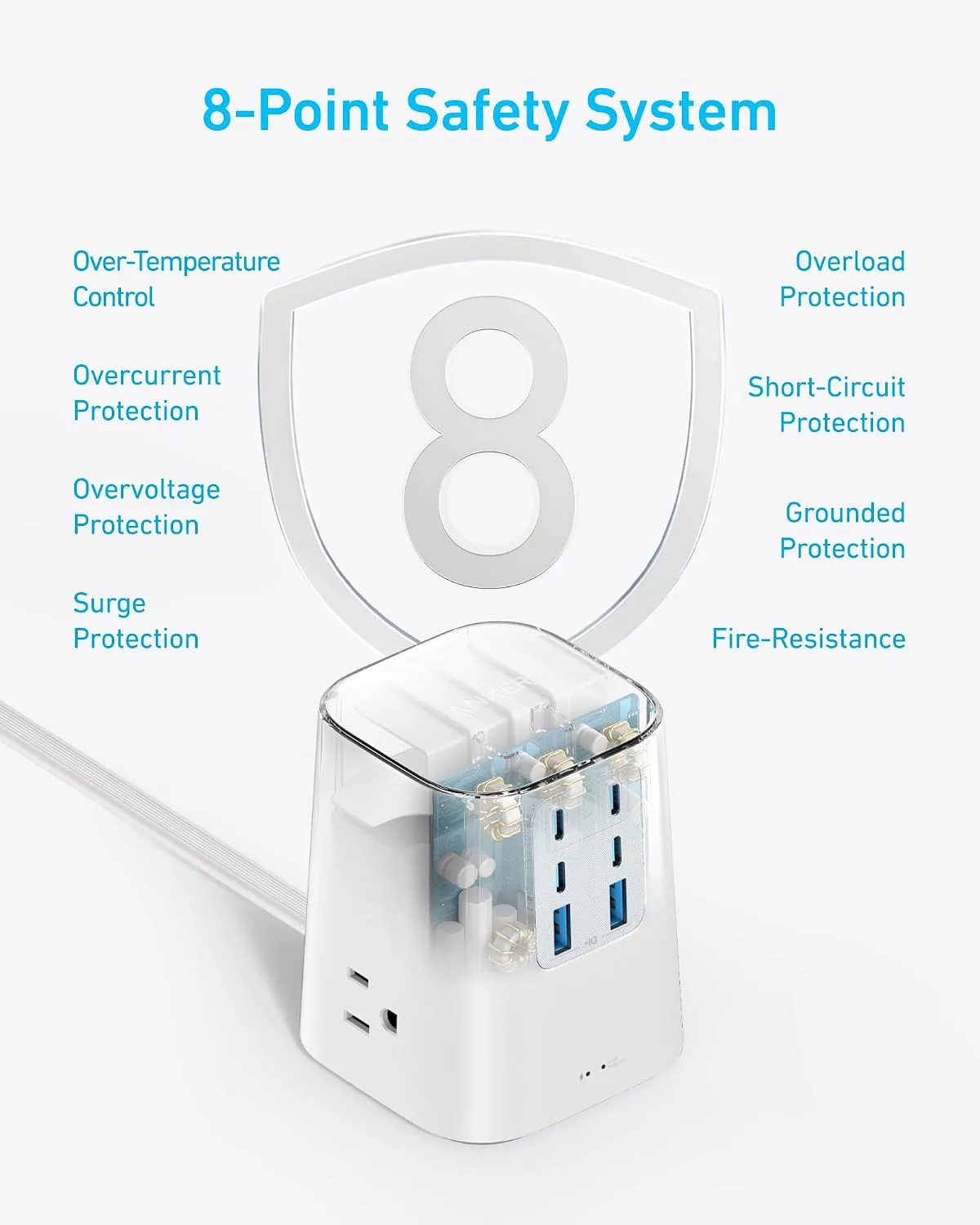 Anker Desktop Charger, 9-in-1 Power Strip, USB C Charger with 3 AC, 100W