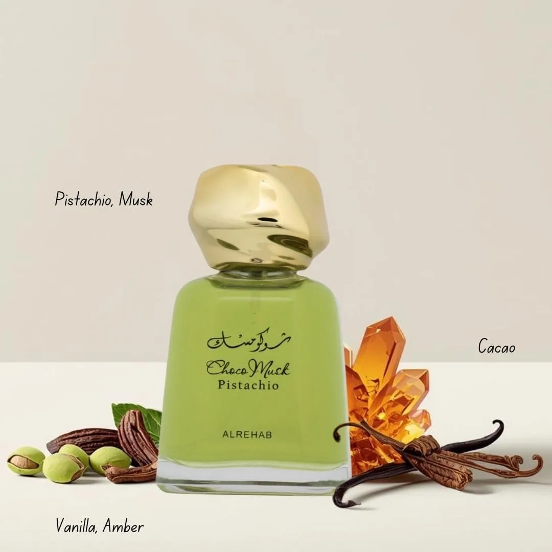 Al-Rehab Choco Musk Pistachio Perfume Oil Roll-On - 100ml (3.4 oz) | Nutty Gourmand Fragrance with Pistachio, Chocolate & Vanilla | Sweet, Creamy & Addictive | Long-Lasting Scent for Women & Men