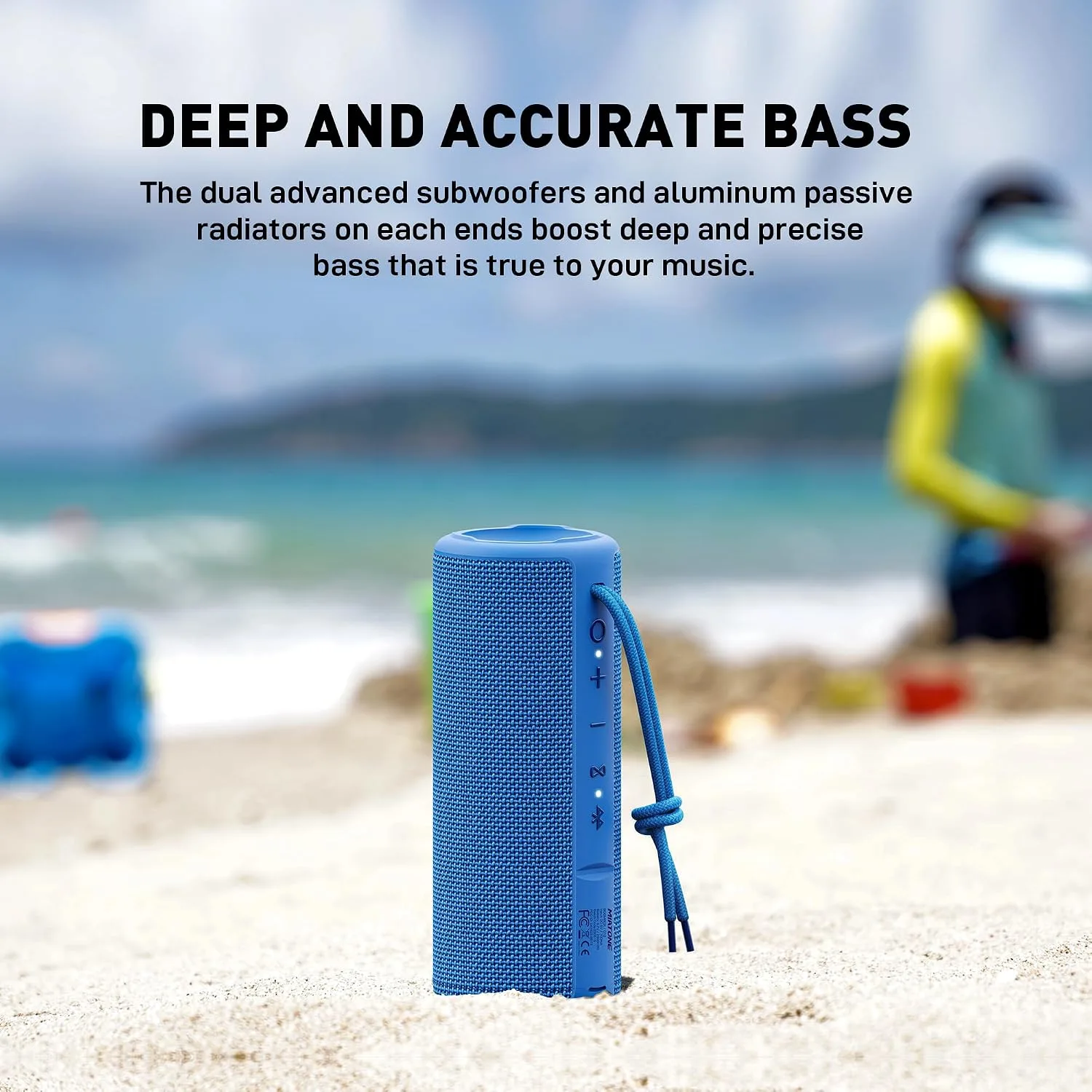 MIATONE Boombox Outdoor Portable Bluetooth Speakers Wireless Speaker Waterproof - Blue