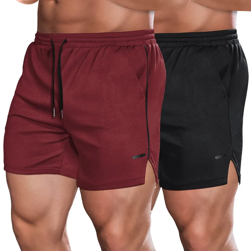 COOFANDY Men's 2 Pack Gym Workout Shorts Athletic 5 Inch Running Shorts