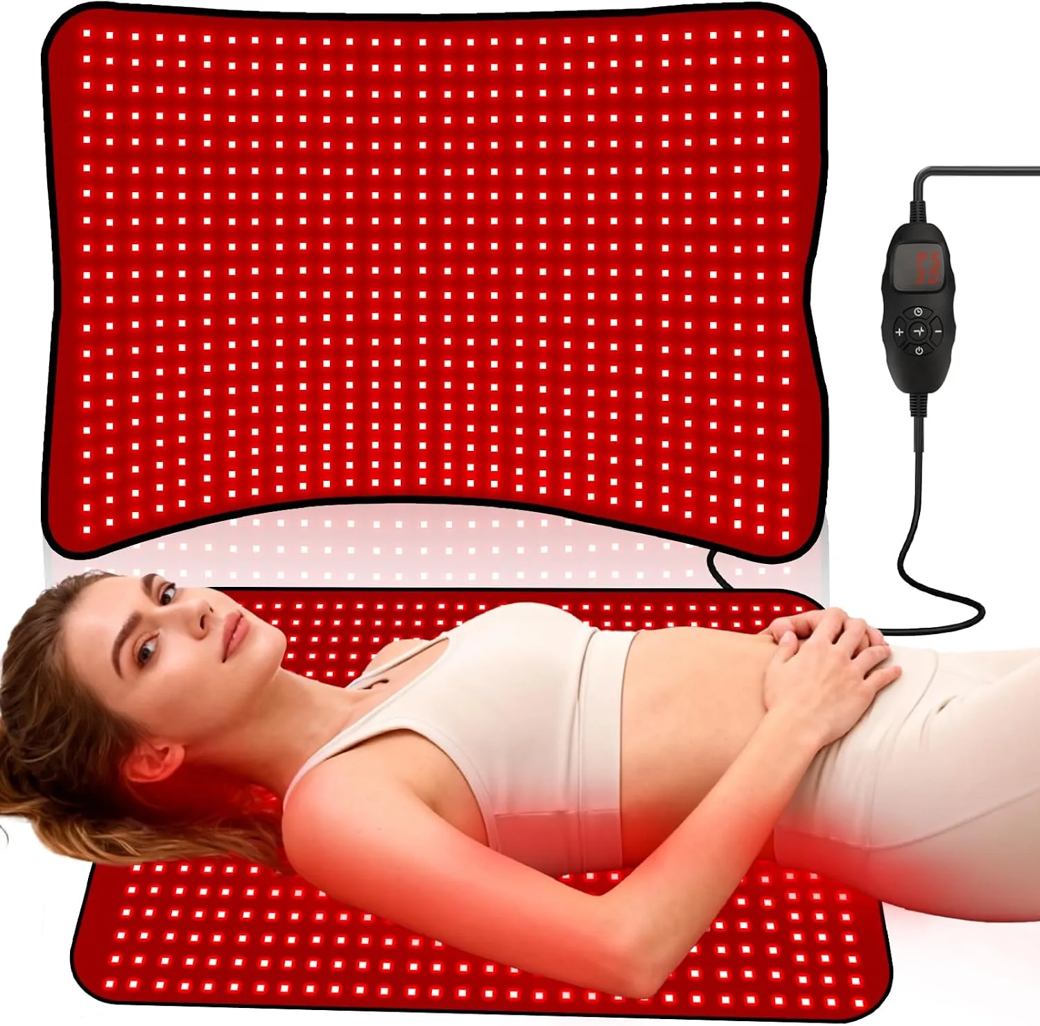 Red Light Therapy Mat 27"x20" 600 LEDs 660nm & 850nm Near Infrared Light Pad for Home Use, Pain Relief for Whole Body, Back, Belly, Knee & Joints, Muscle