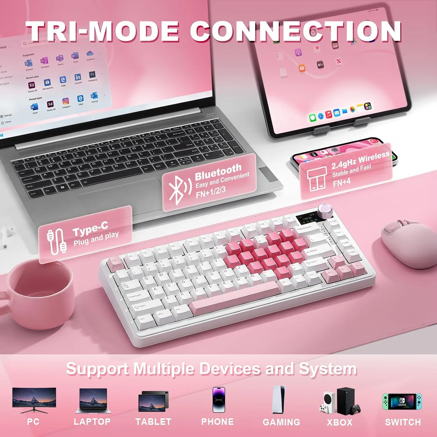 YUNZII B75 PRO MAX 75% Mechanical Keyboard (White Heart,Milk Switch)