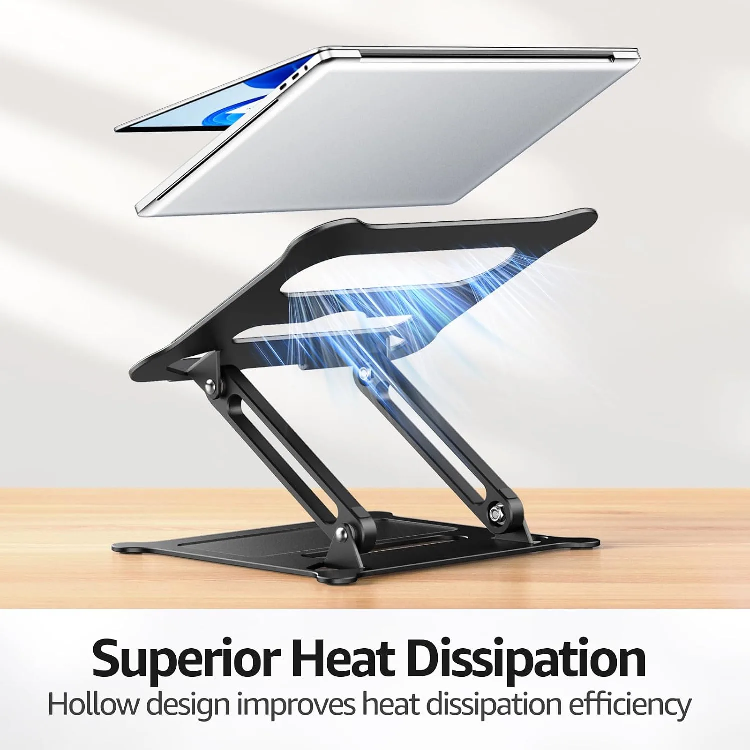 Urmust Adjustable Laptop Stand for Desk, 10-15.6“ Laptop Riser, Black