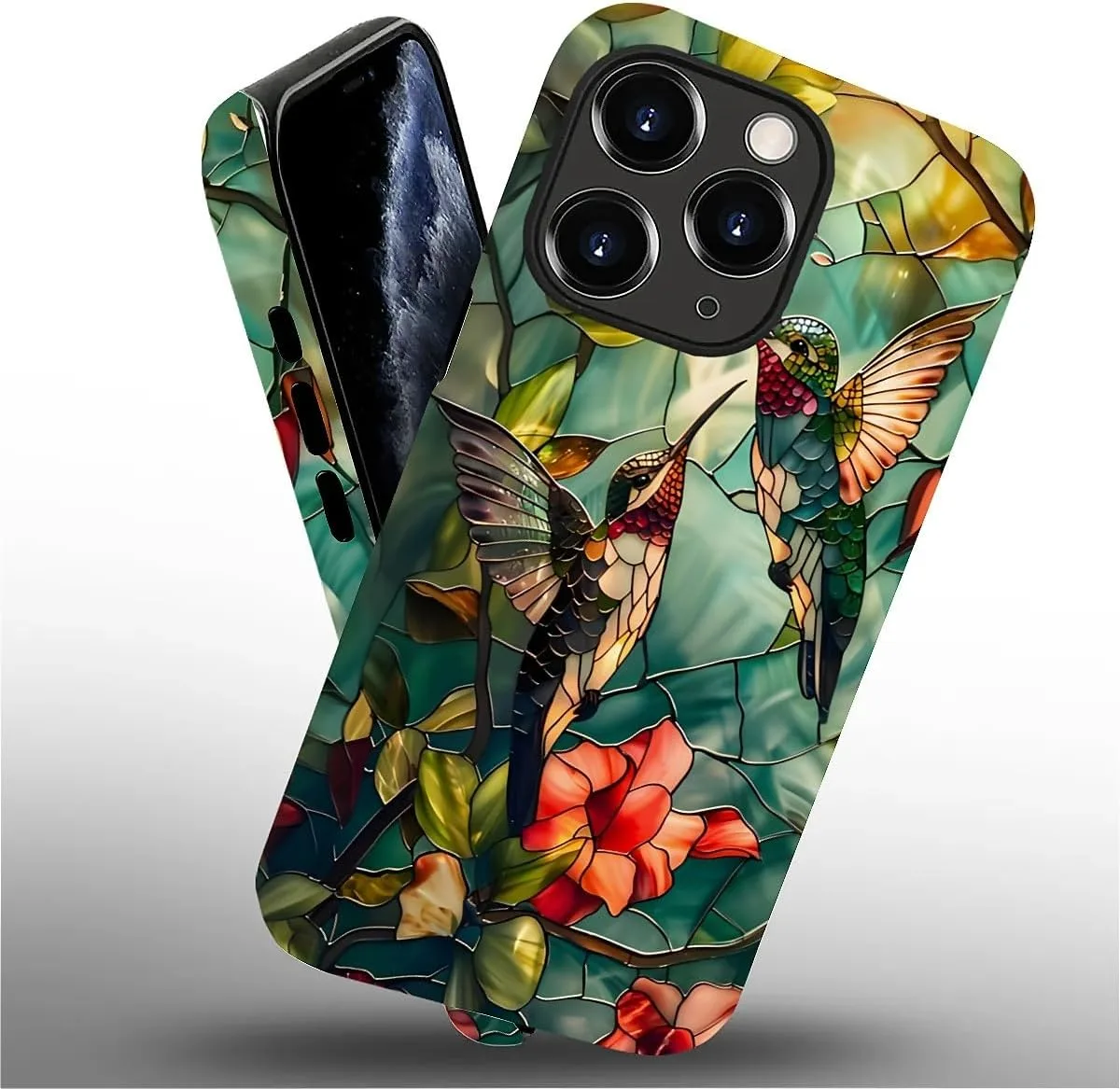 DAIZAG Case for iPhone 11 Pro Max,Mixed 2 Layer Design Shockproof Soft TPU Ddouble Protection Phone Case for iPhone 11 Pro Max-Gorgeous Hummingbird