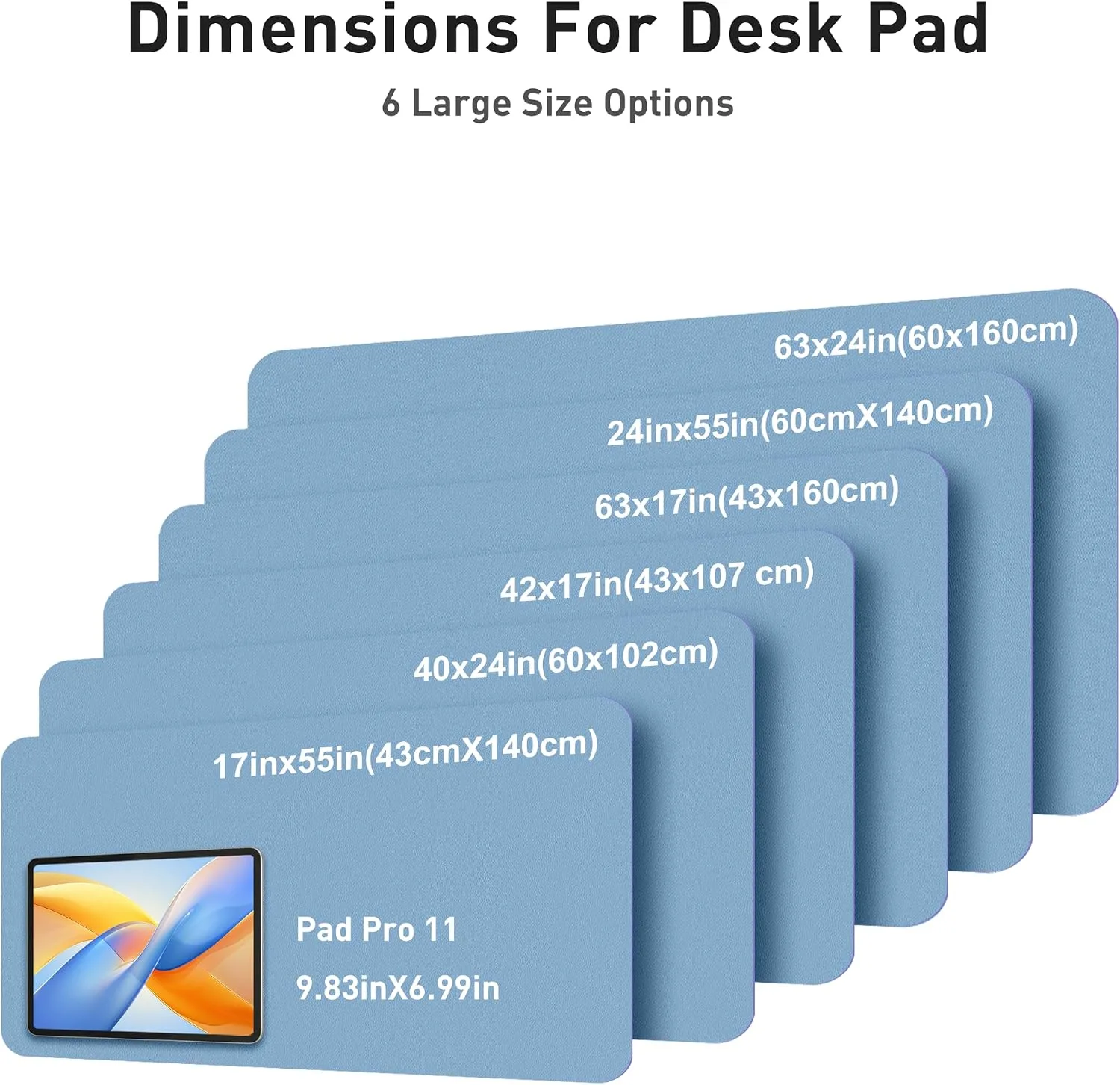Aothia Faux Leather Desk Mat for Keyboard & Mouse (Sky Blue, 23.6" x 13.7")