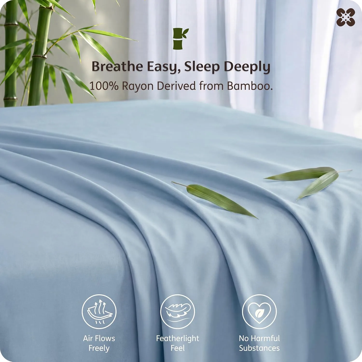 Bedsure PureWoven 100% Rayon Derived from Bamboo, Full Size Sheets, 4 PCS