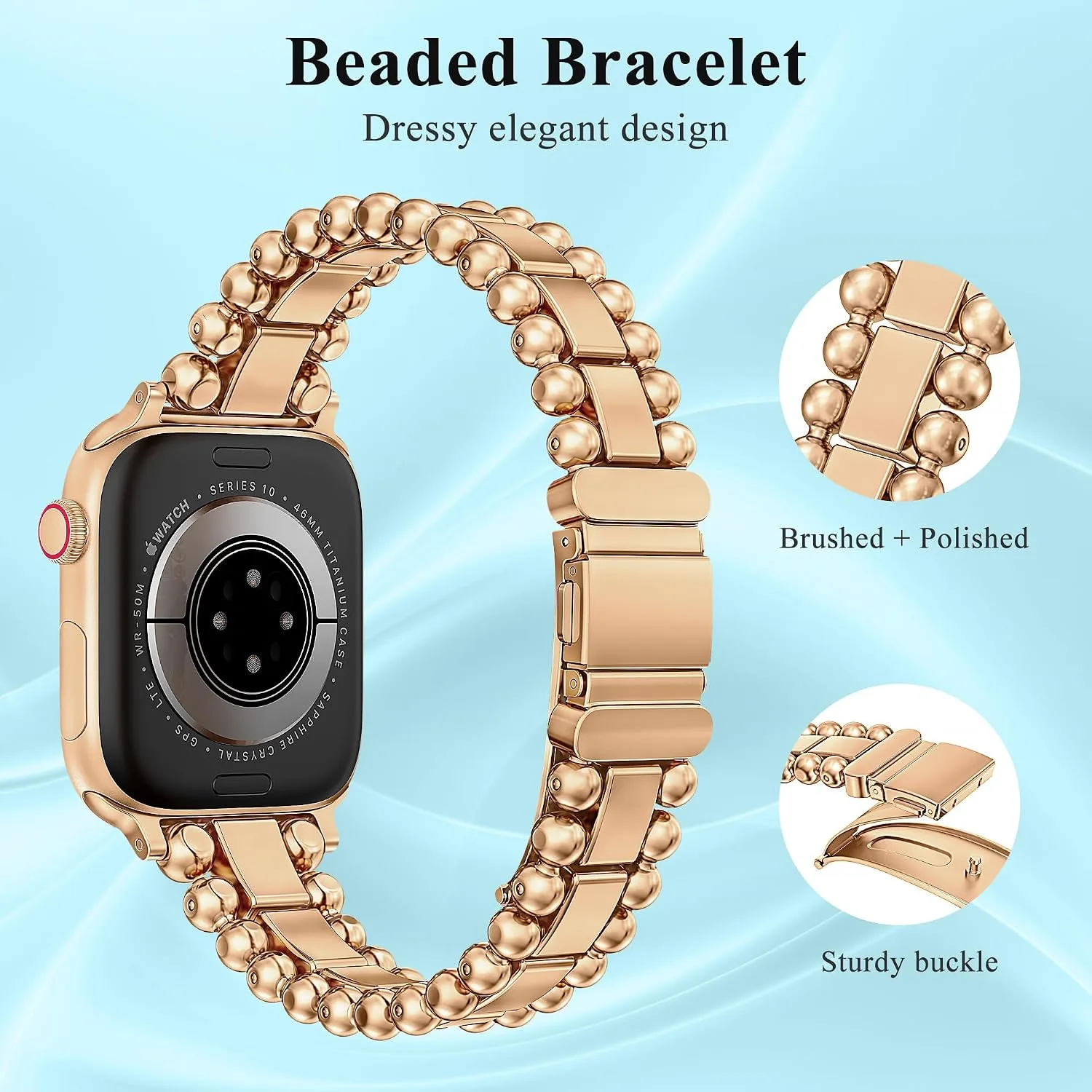 TOYOUTHS Dressy Metal Beaded Bracelet for Apple Watch Bands Women