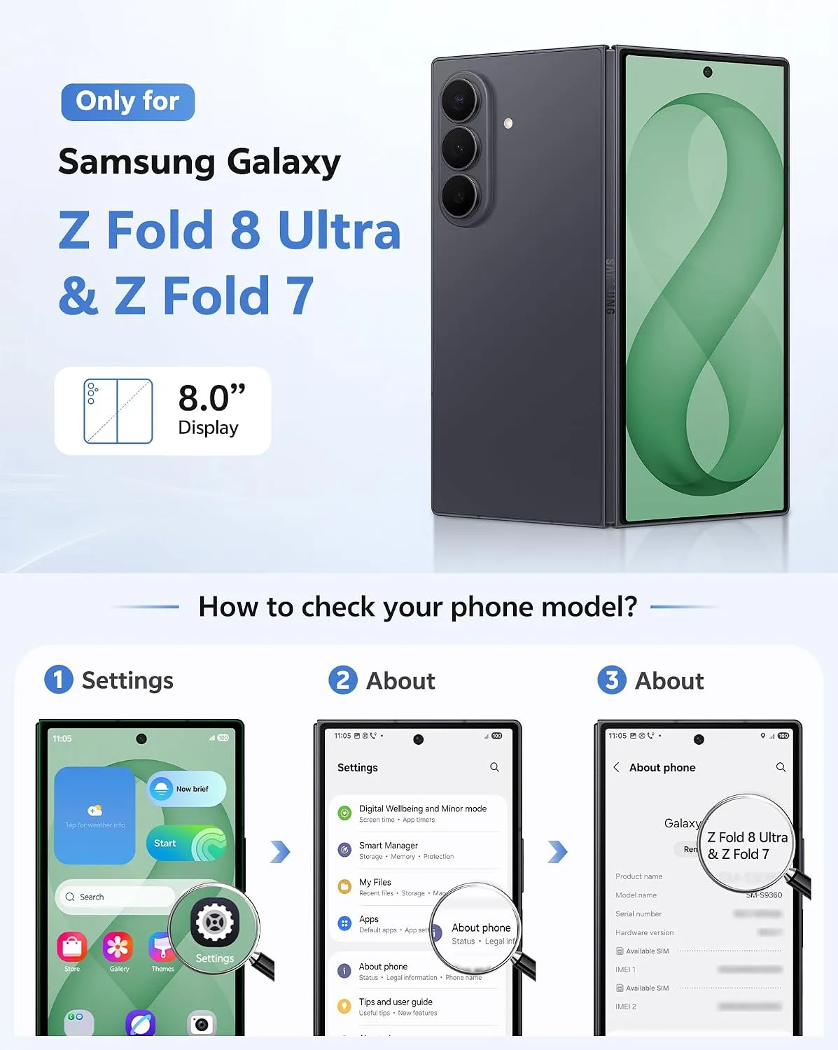 FNTCASE for Galaxy Z Fold 8 Ultra/Z Fold 7 Case Fit for MagSafe Green