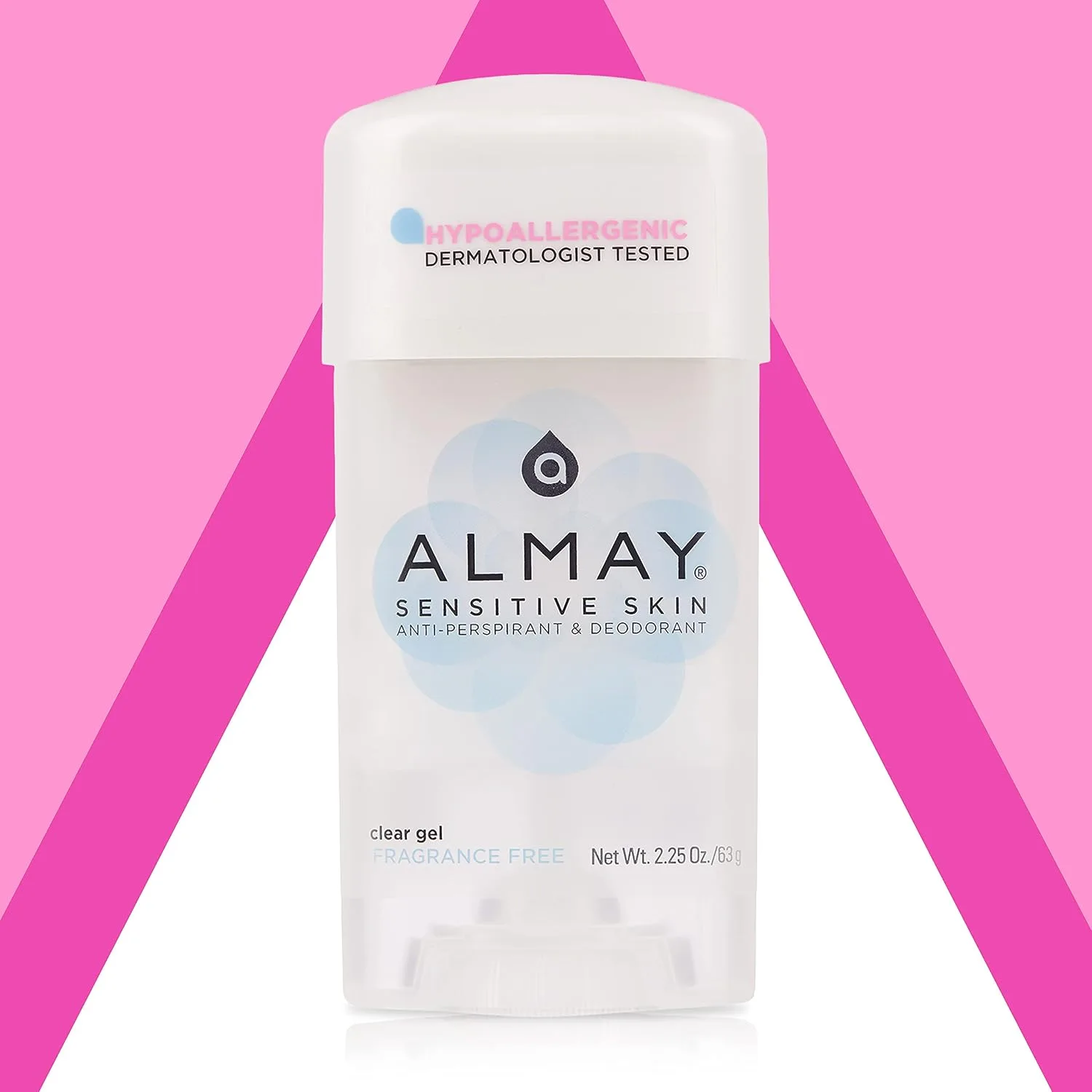 Almay Clear Gel Deodorant and Antiperspirant, Fragrance Free, 2.25 oz