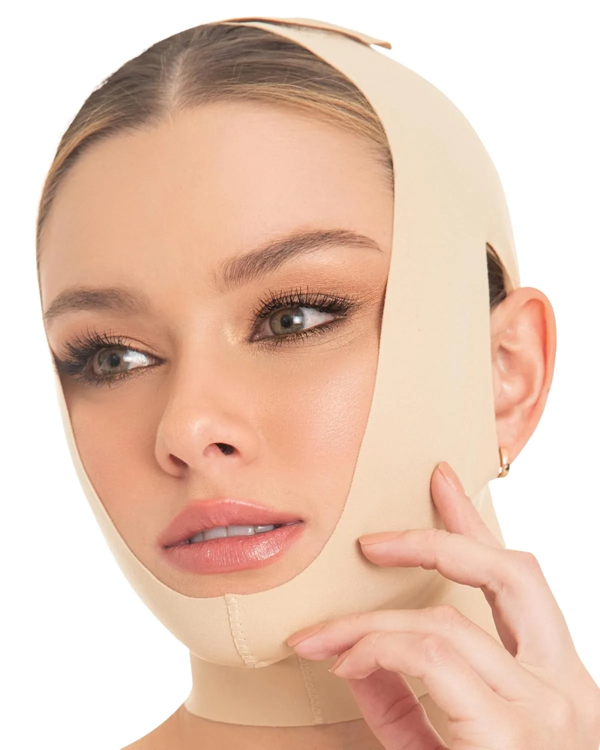 M&D Face Slimming Chin Strap Lipo Compression Garment Mentonera Postquirúrgica Facial Beige M