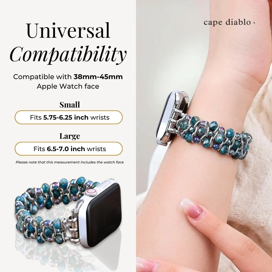 Cape Diablo Smart Watch Band for Women - Handmade Gemstone Strap - Compatible with 38mm-45mm Apple Faces