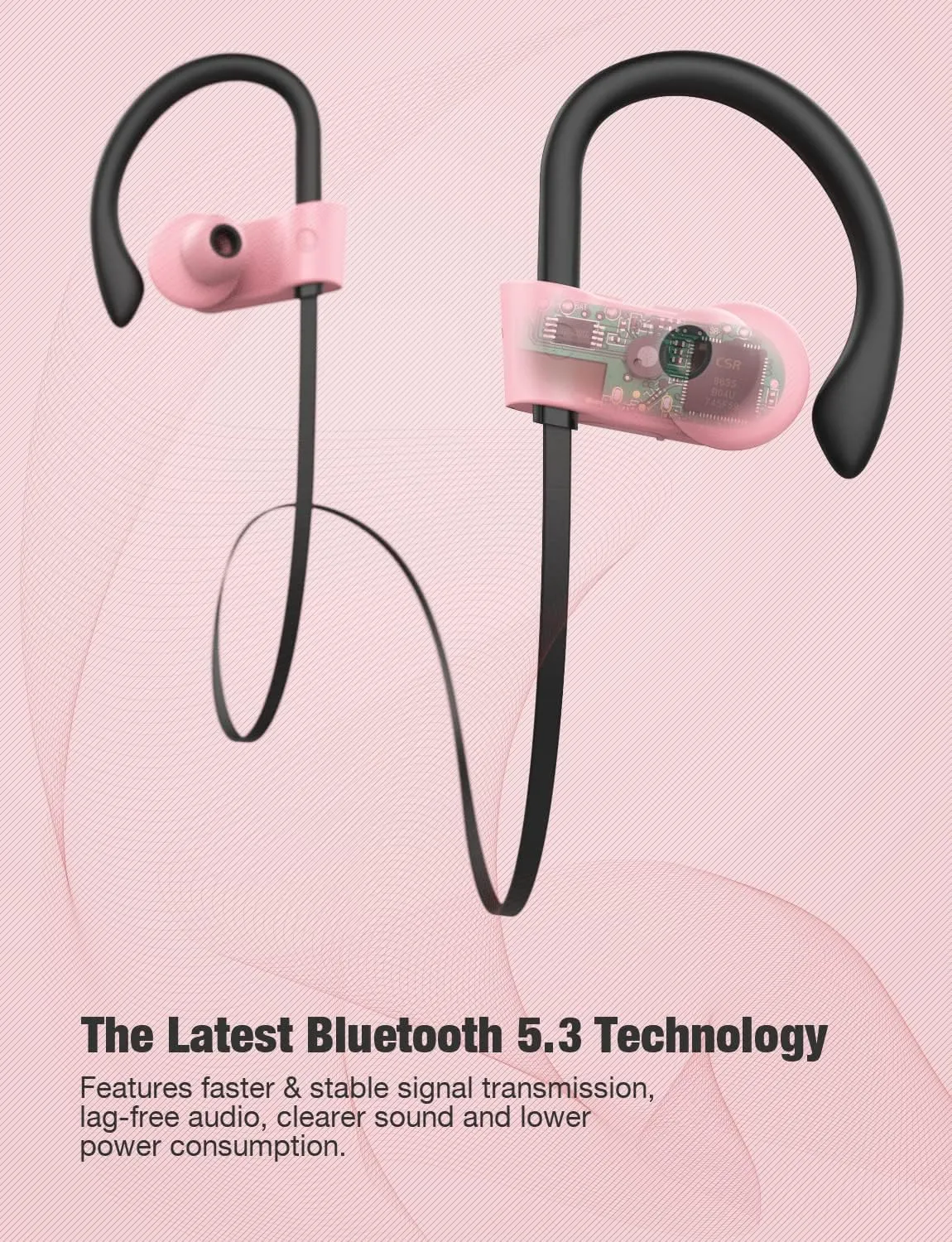 Otium Bluetooth Headphones Wireless Earbuds Headsets Wireless Earbuds Bluetooth Earphones IPX7 Waterproof 15 Hours Playtime Running Sports Workout