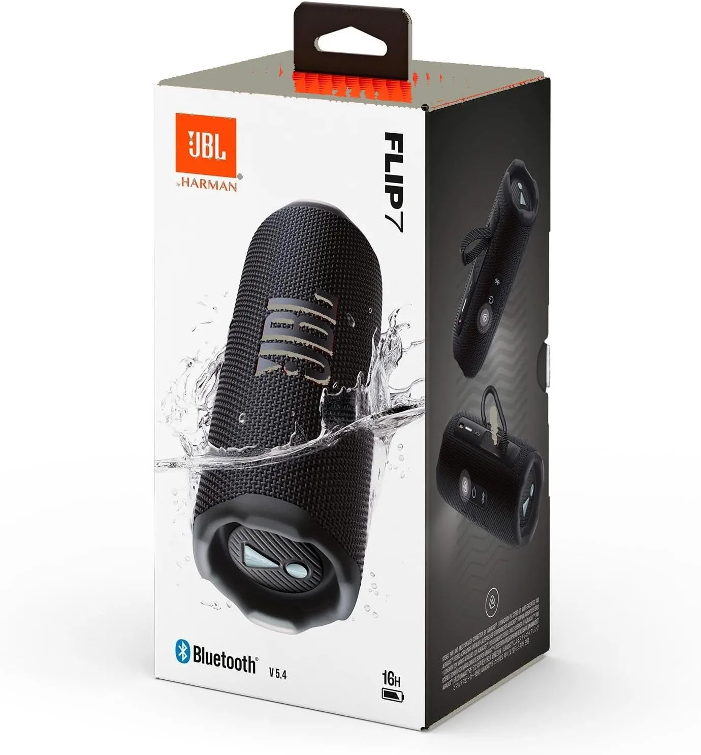 JBL Flip 7 Portable Bluetooth Speaker, IP68 Waterproof, Dustproof, Drop-Proof, PushLock System, AI Sound Boost, 16H Battery, Megen Hardshel Protection Case (Black)