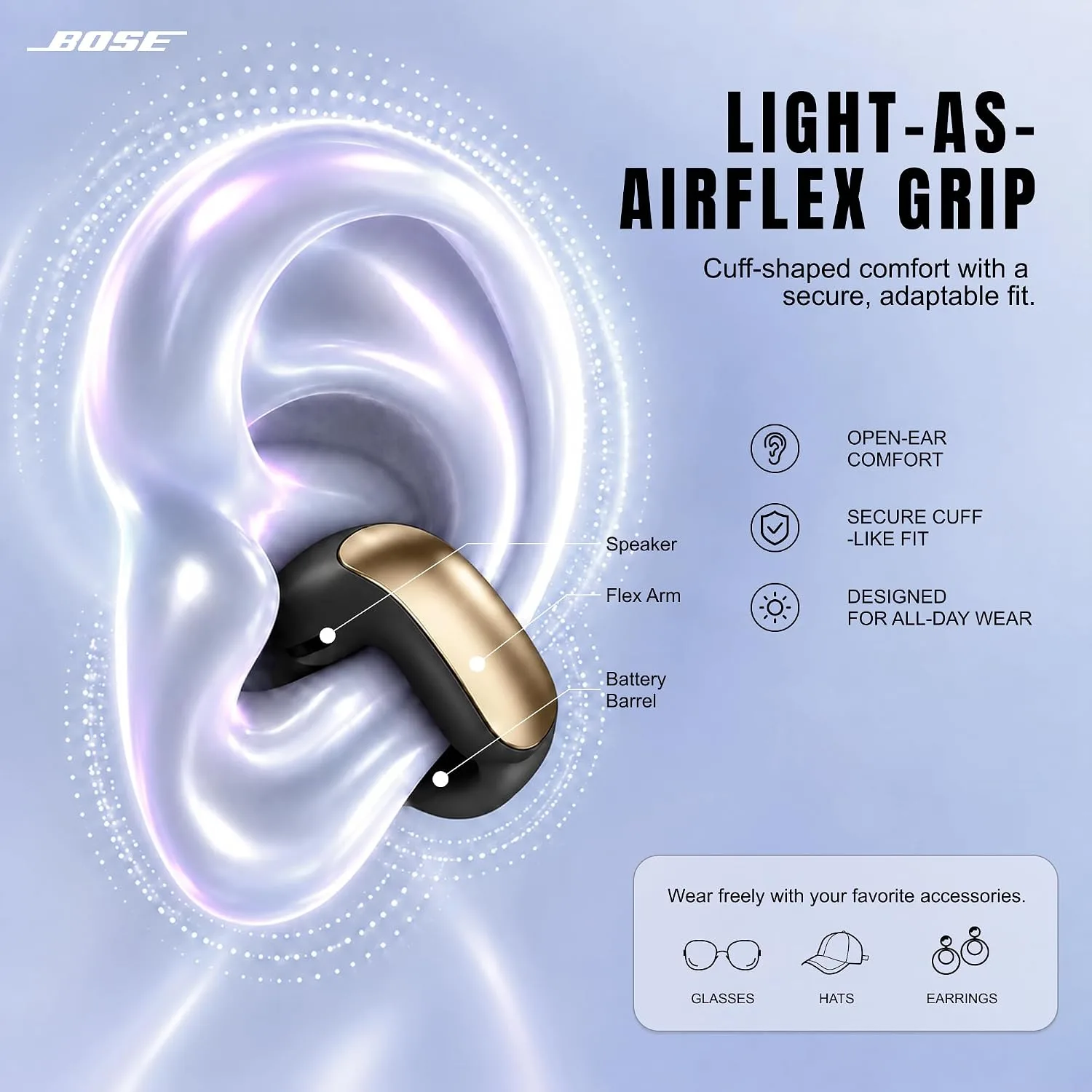 Bose Ultra Open Earbuds Bluetooth Open-Ear Clip-On Headphones Power Bundle