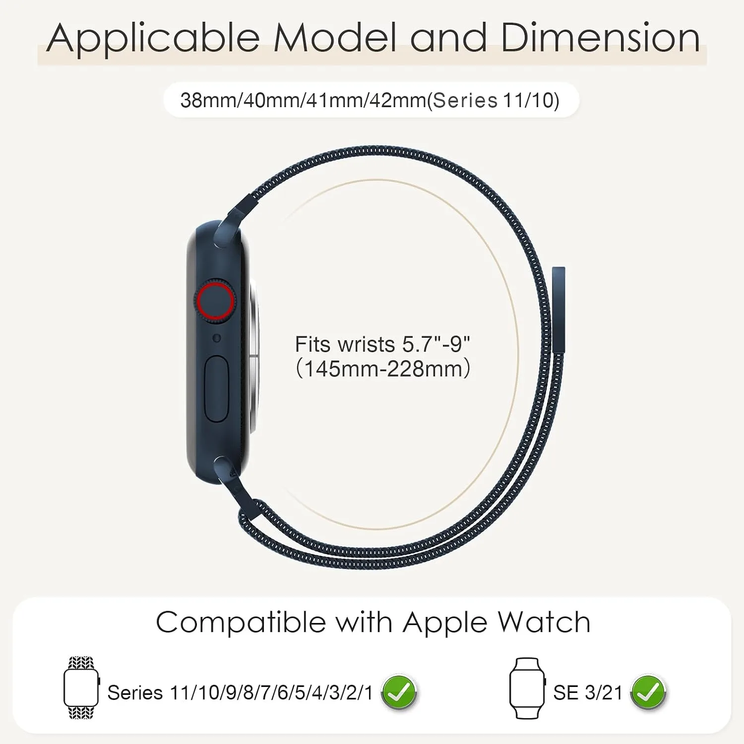 3 Pack Mesh Loop Compatible with Apple Watch Bands for Women Men