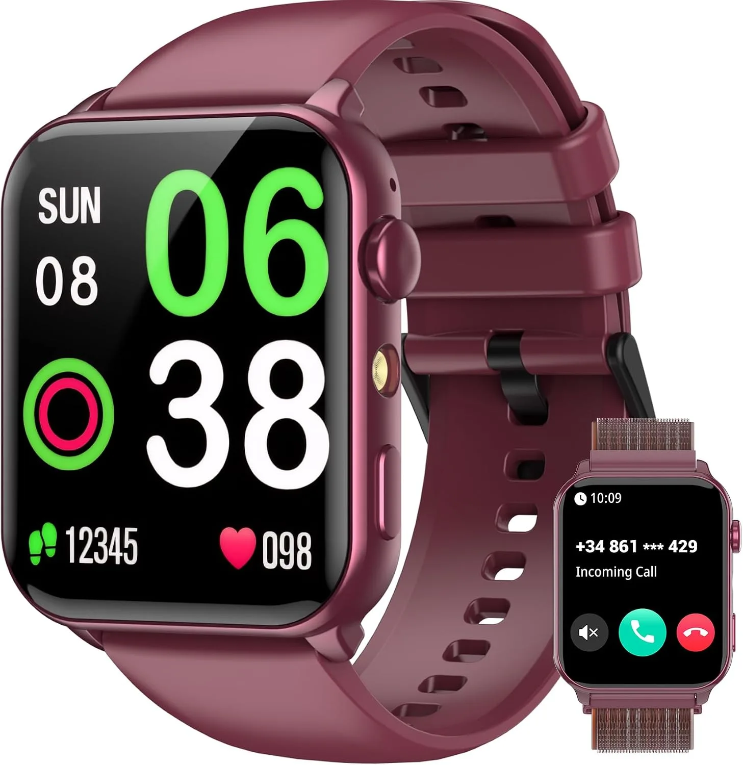Smart Watch for Men Women, 1.91" HD Fitness Tracker with Bluetooth Calls, 32 FT Waterproof, 24/7 Heart Rate/Sleep Monitor, 120+ Sport Modes, Pedometer, Calories, Smartwatch for Android iOS (Purple)