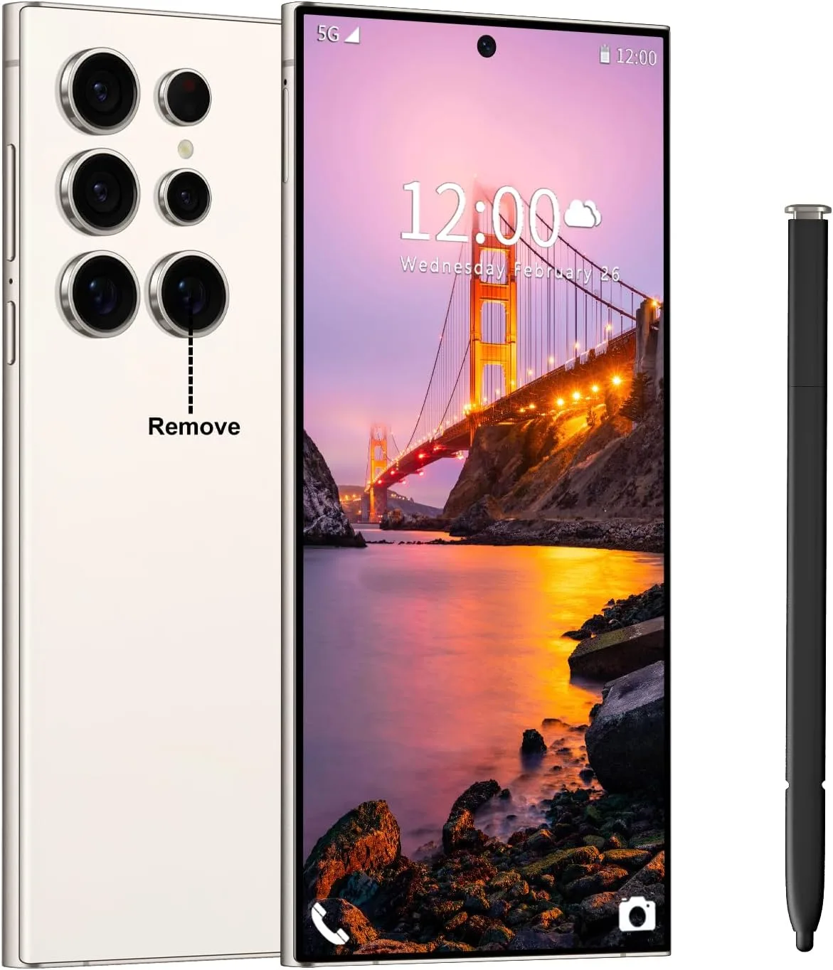 Huness I24 Ultra Unlocked Phone,Built in Pen The Phone,Smartphone Battery 6800mAh 6.8" HD Screen,Android 14 16+512GB with 128GB Memory Card Cell Phone,5G/Face ID/Fingerprint Lock/GPS (White, 16+512)