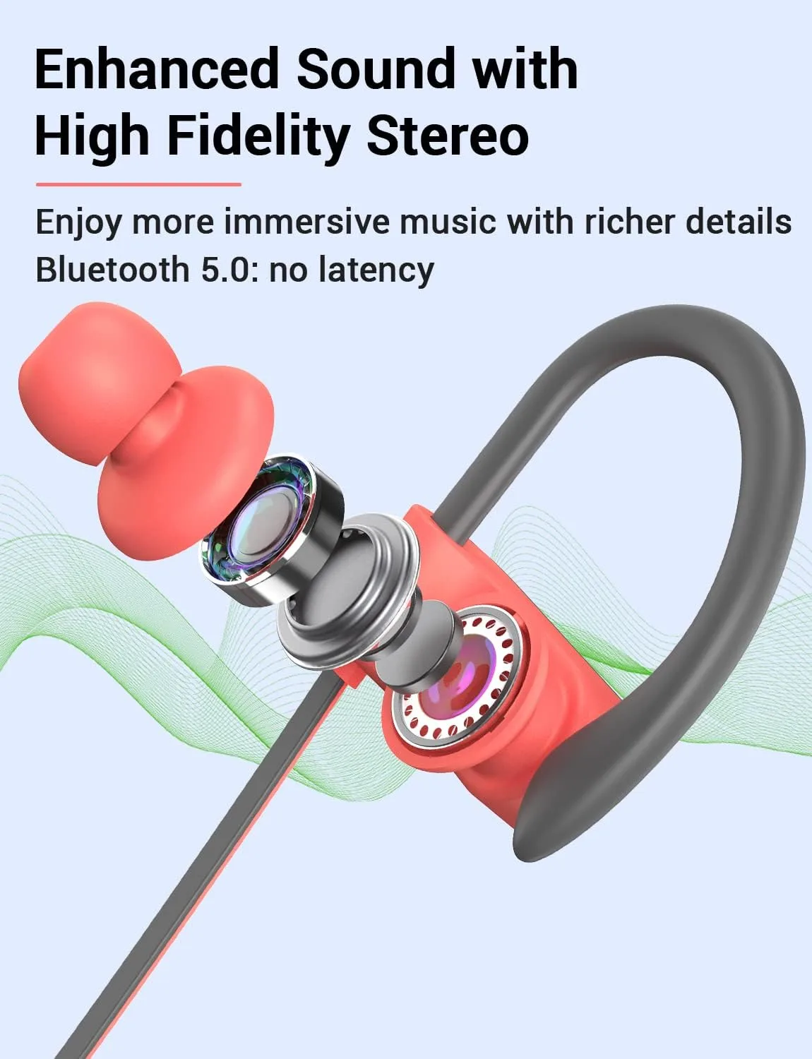 Bluetooth 5.3 Headphones, Wireless Sports In-Ear Earbuds IPX7 Waterproof