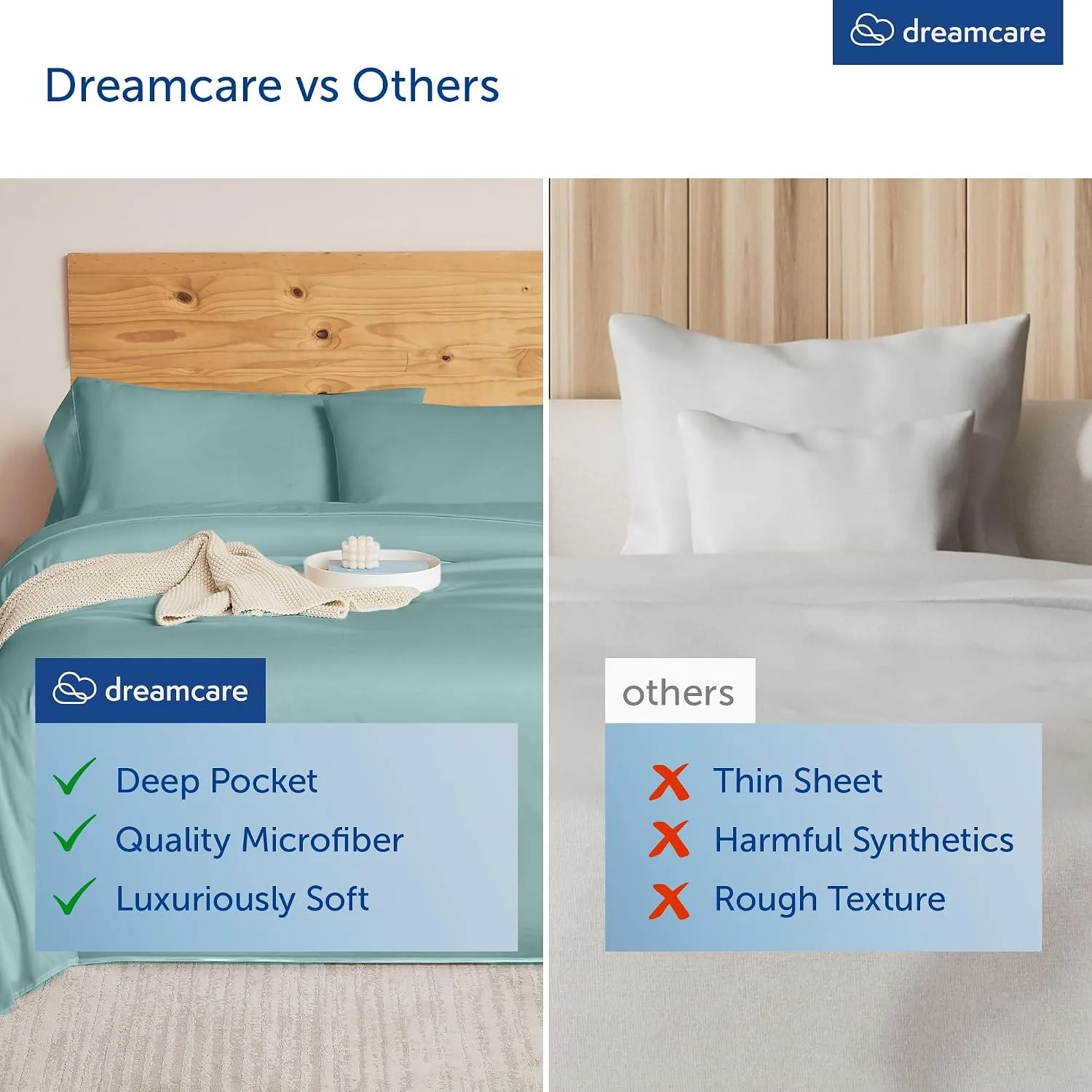 DREAMCARE King Size Sheets Set - 6 pcs Breathable Cooling Sheets King Size