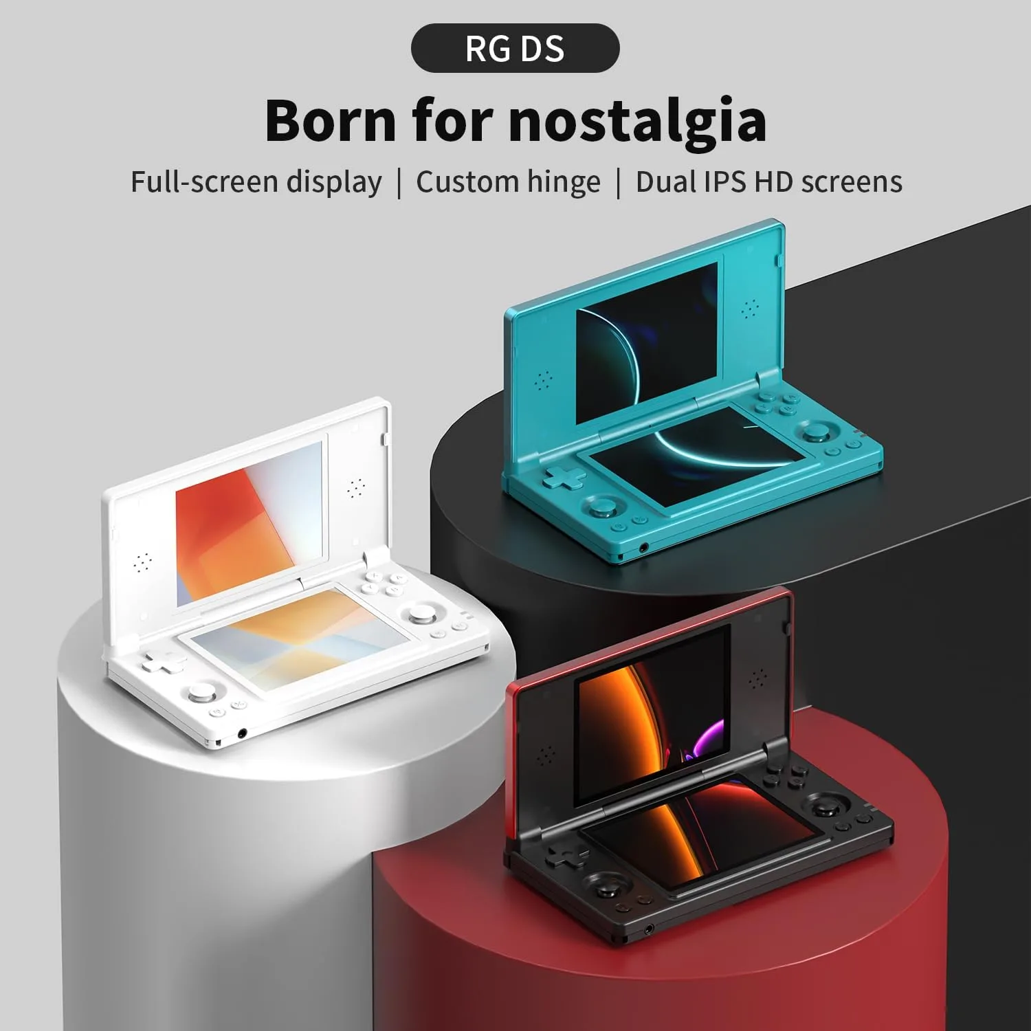 Aivuidbs RG DS Foldable Handheld Game Console RK3568 Anbernic RG DS Android 14 System two-Player Joystick Top and Bottom Dual Screen 4 inch OCA Full Touch Screen 4000mAh 3 + 32gb (RG DS Polar White-new)