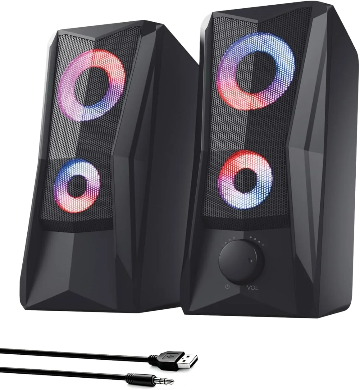 PC Speakers for Desktop, 2.0 Channel Touch Control Volume Light