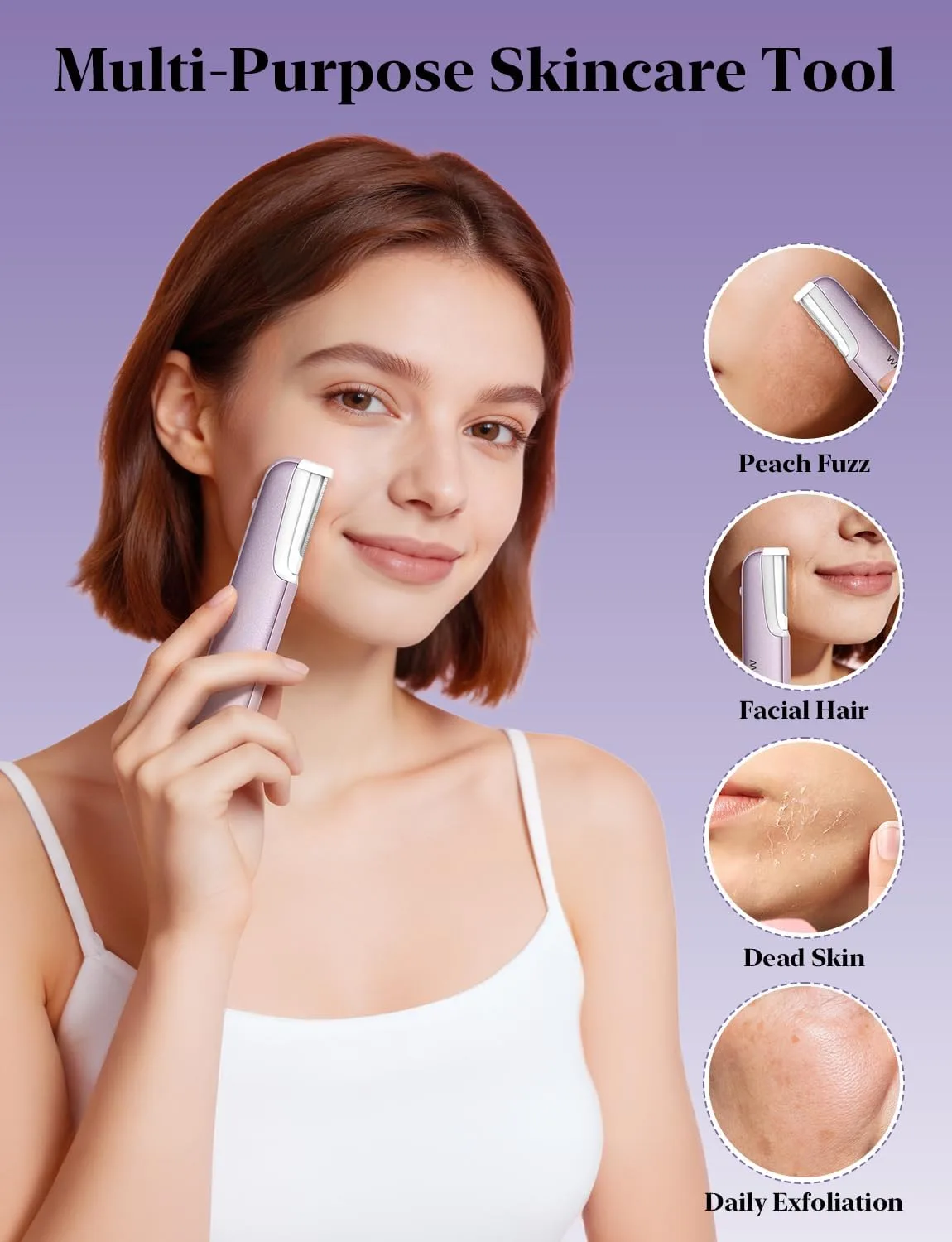WLU Dermaplane Razor for Women Face, Dermaplaning Tool for Face Pure Purple