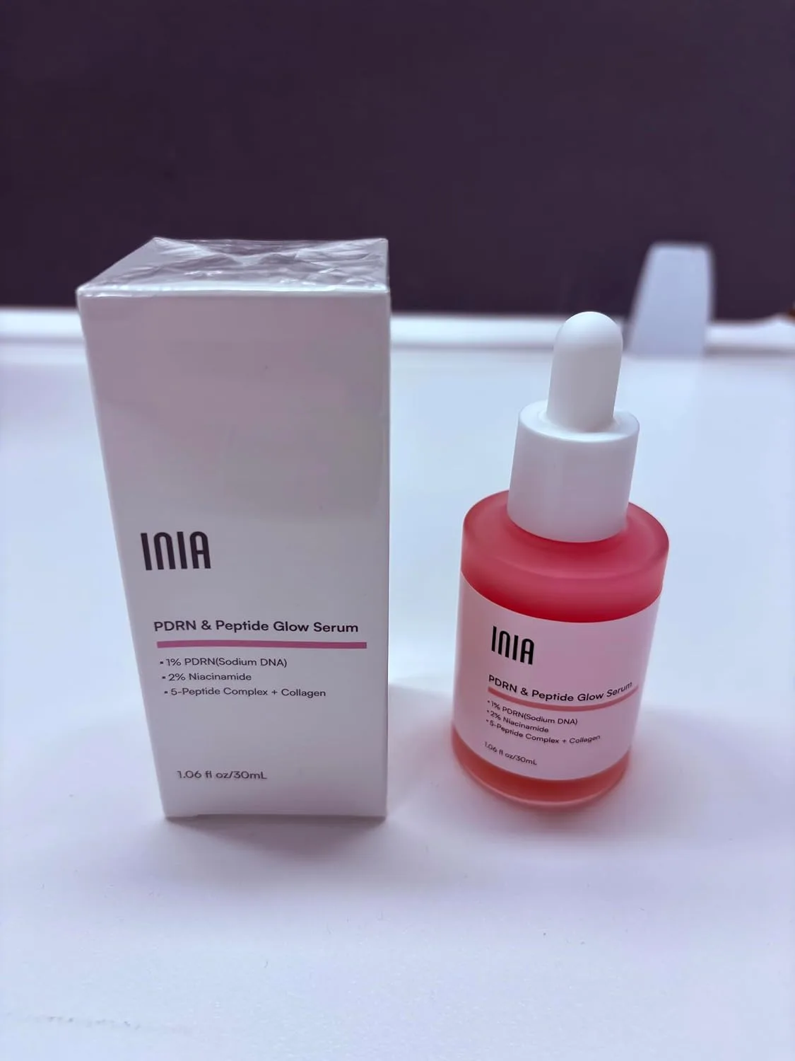 INIA PDRN Pink Peptide Serum for Face with Salmon DNA, 1.06 Fl Oz