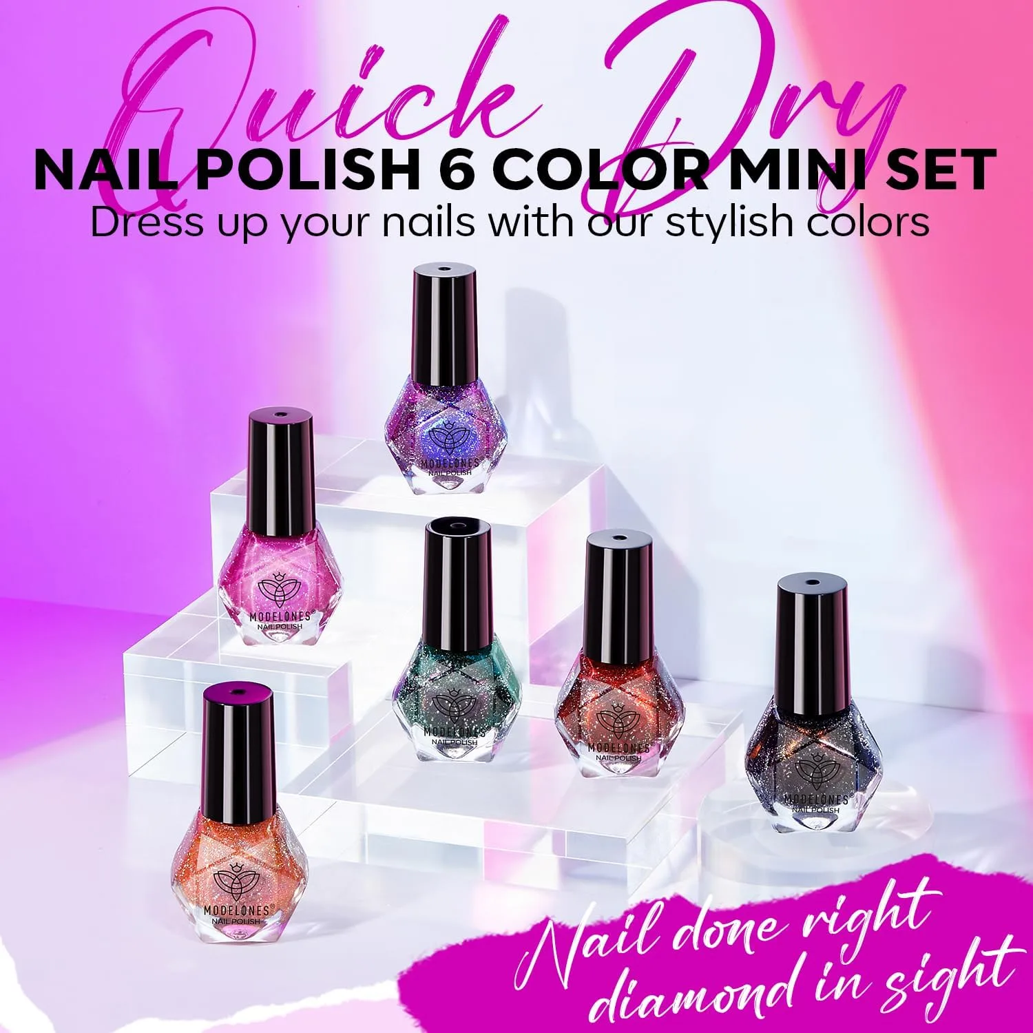 modelones Fall Nail Polish, 6 Colors Red Purple Glitter Nail Polish Set