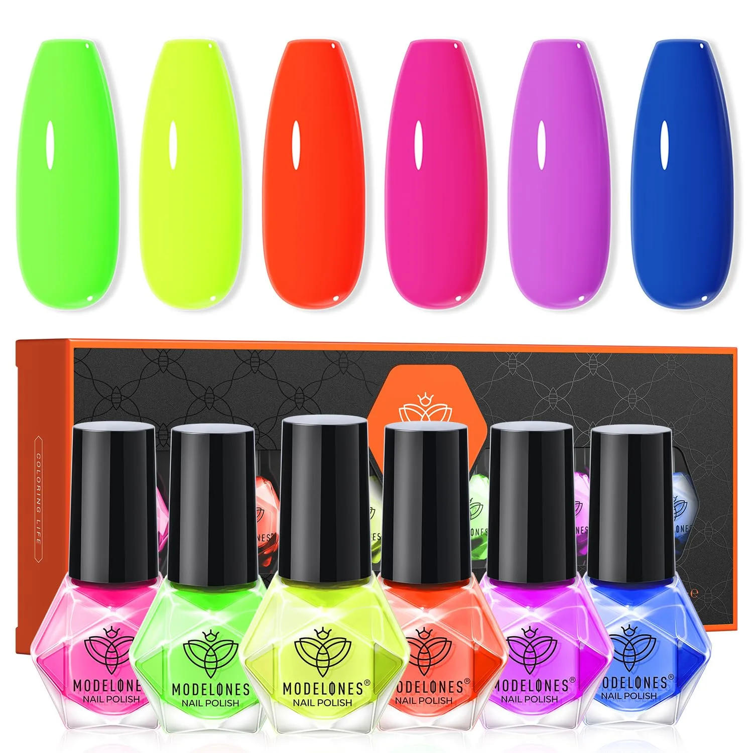 modelones Neon Nail Polish, 6 Colors Quick Dry Neon Pink Nail Polish Set