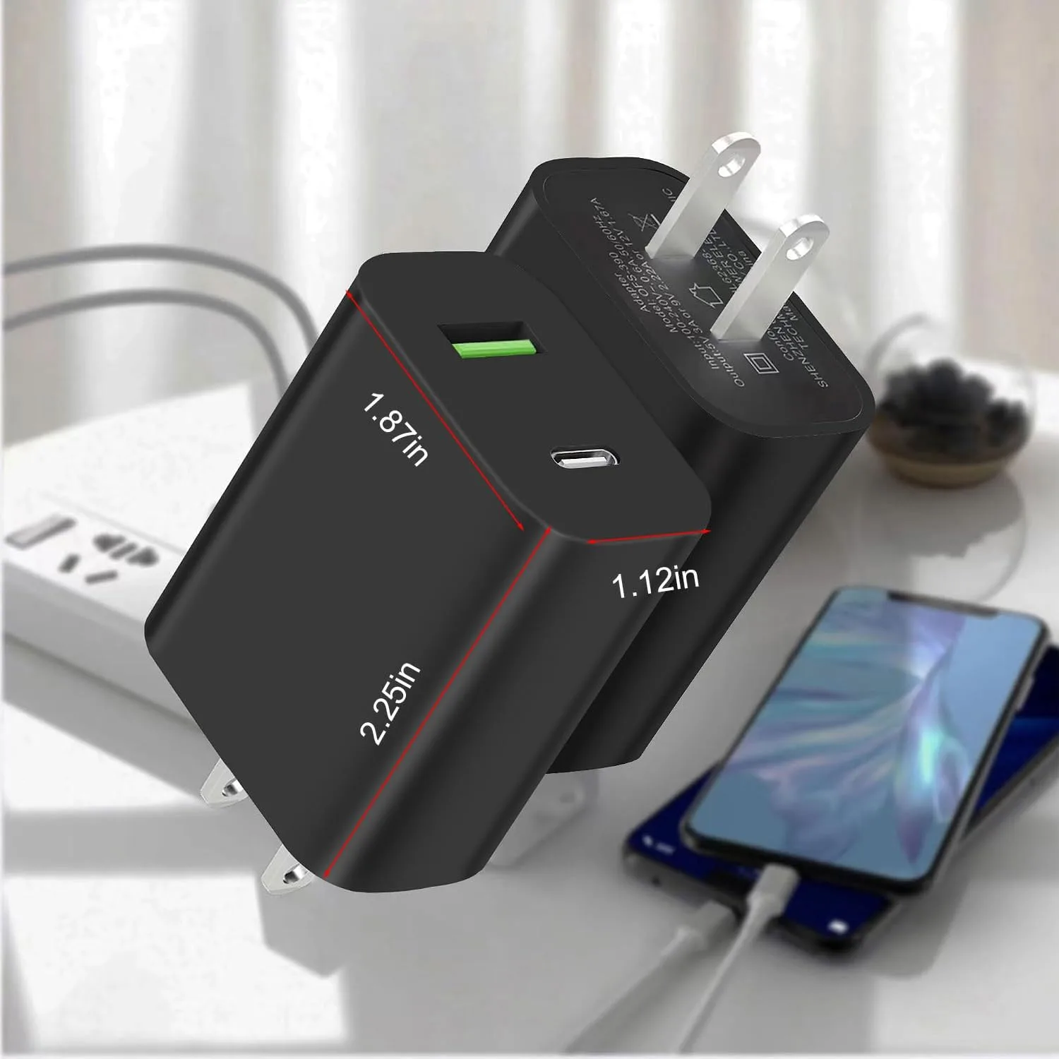4 Pack USB C Charger Block, Dual Port Type C Wall Charger Fast Charging