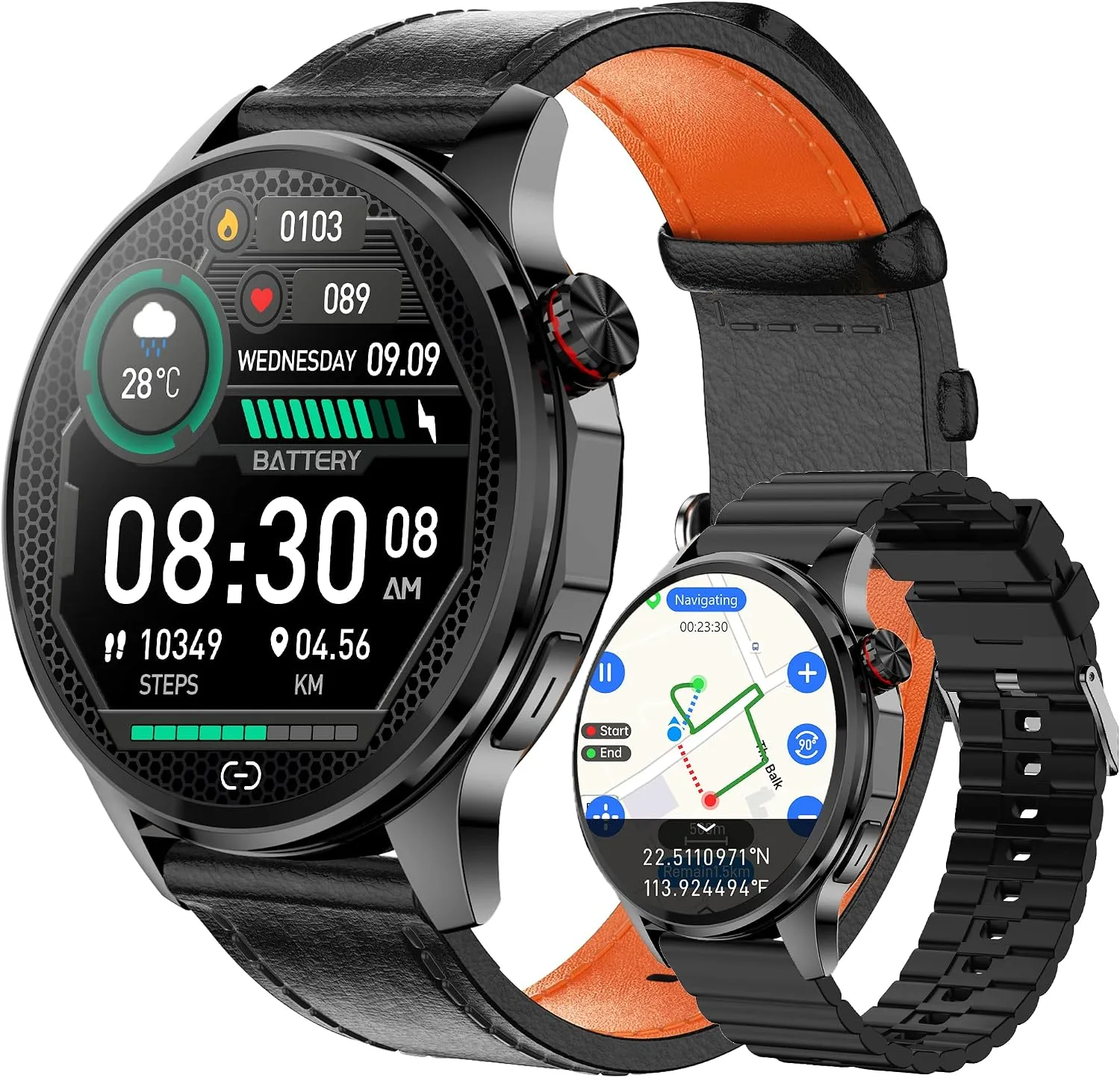 Smart Watch for Men with GPS Maps, 1.46"AI Smartwatch, BT Call/Text Reply