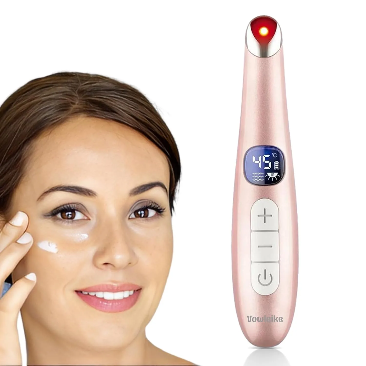 Heated Eye Wand, 3-in-1 Vibrating Eye Lift Wand, Rose Gold